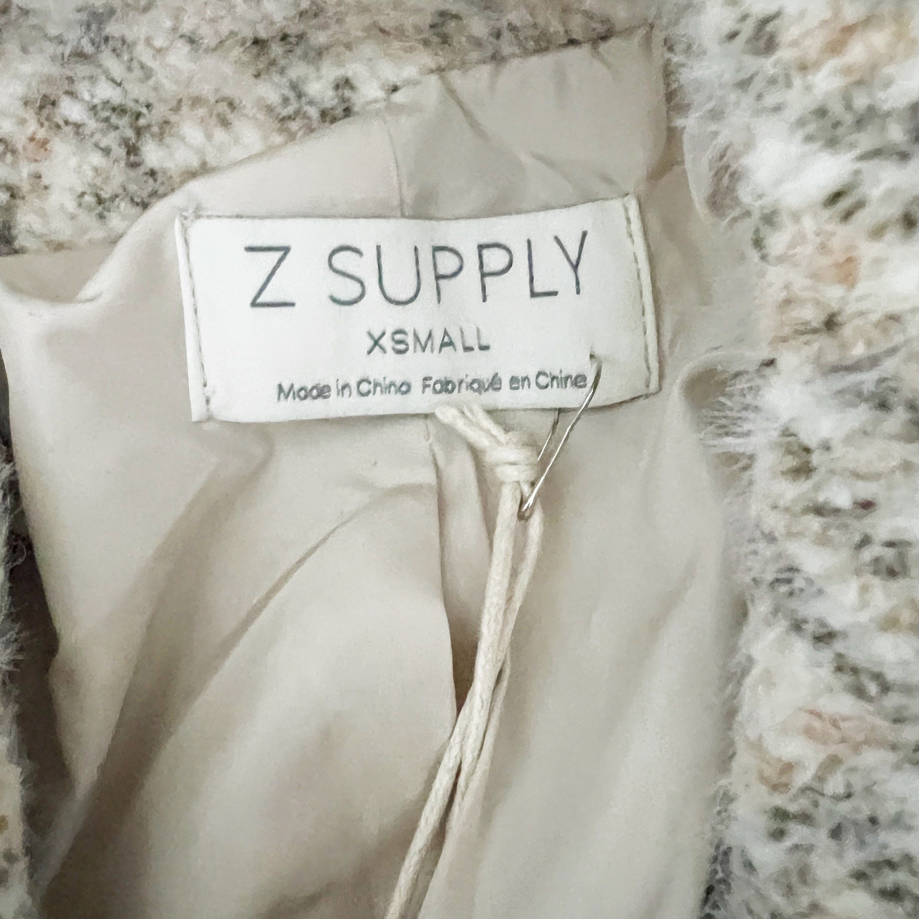 NEW Z Supply Connor Eyelash Knit Pea Coat Fuzzy Jacket Whisper White Print XS