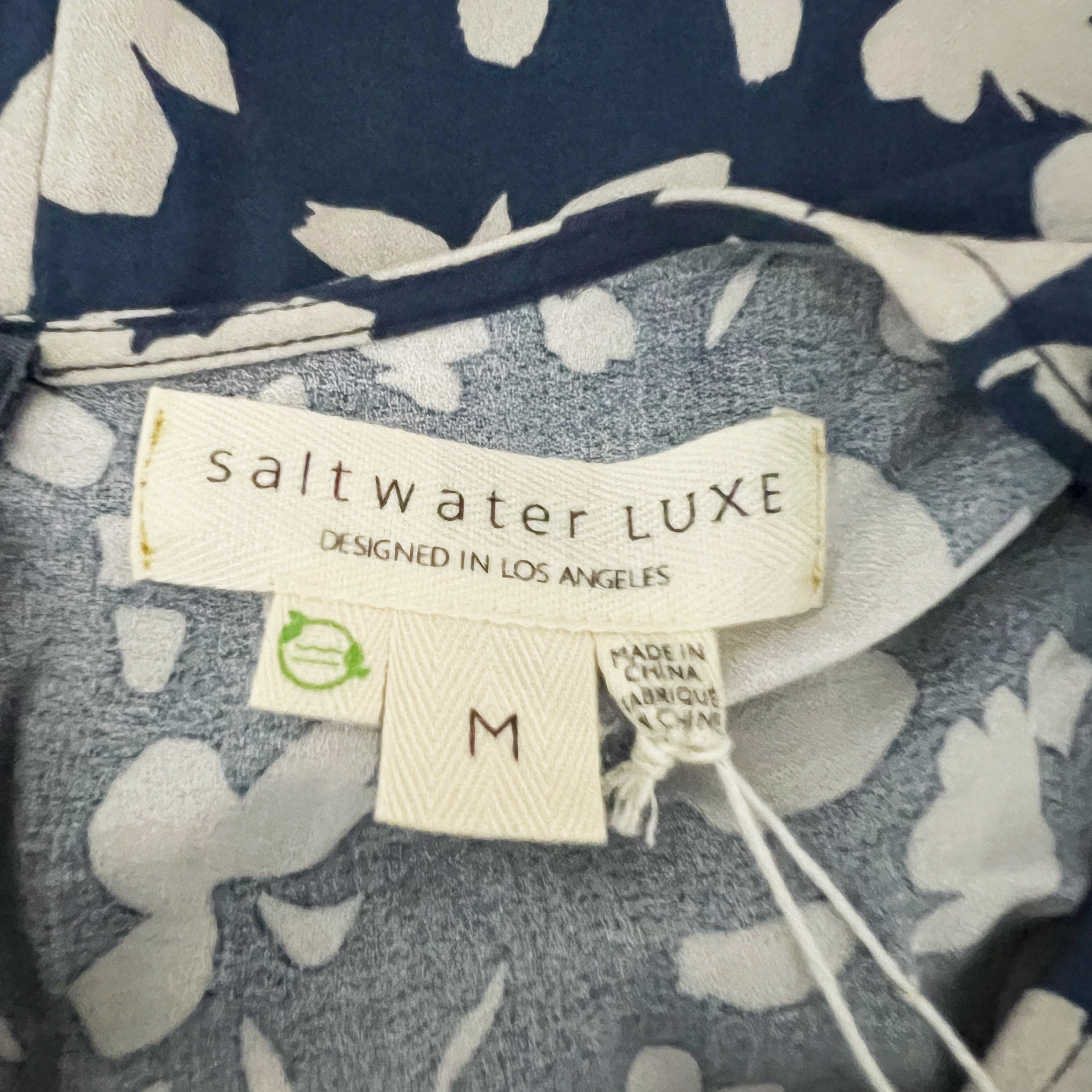 NEW Saltwater Luxe Kamden Abstract Indigo Print Pattern Mini Dress Medium