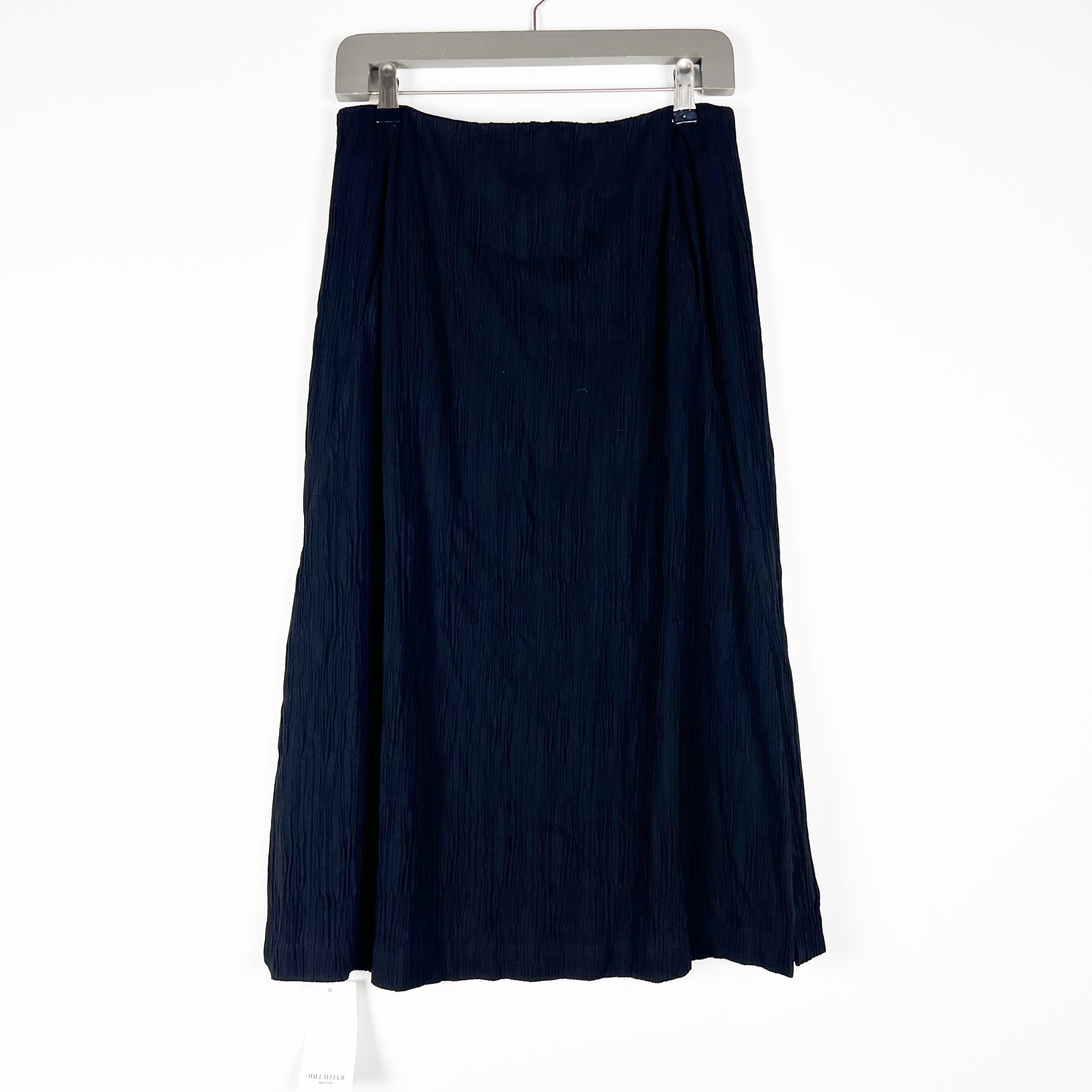 NEW MM. LaFleur The Willoughby Pleated Jersey Stretch Pull On Midi Skirt Black 4