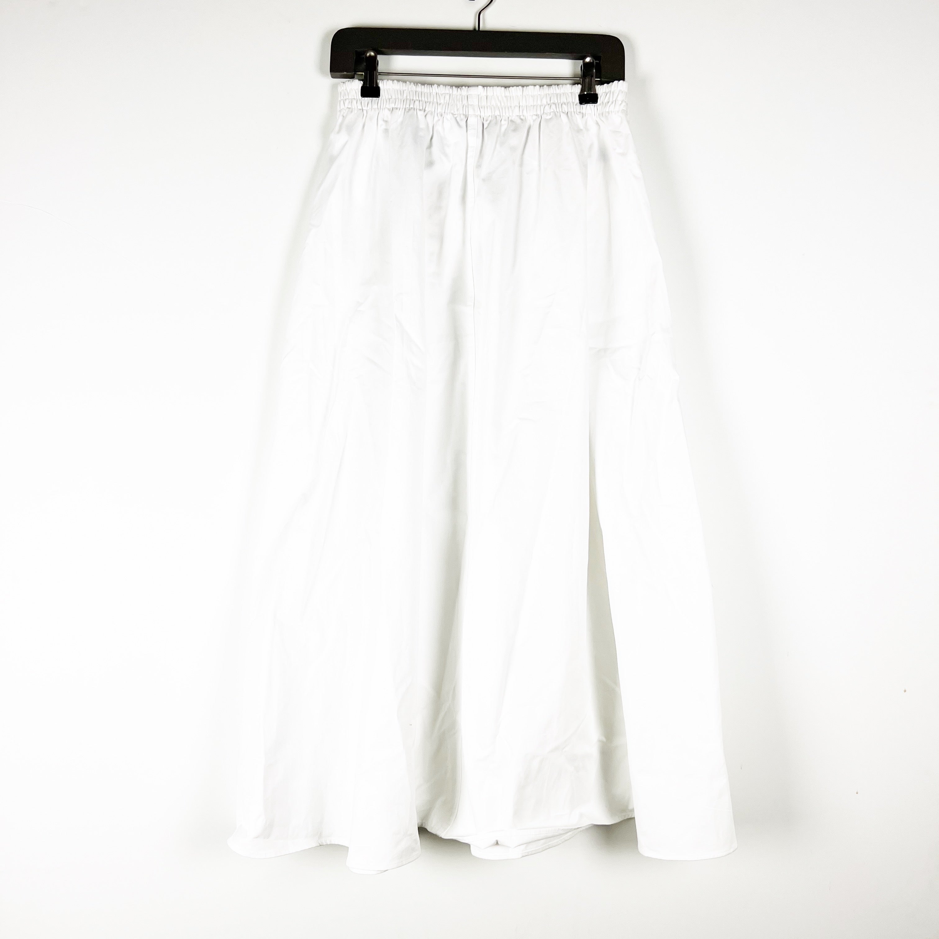 NEW Zara Cotton Poplin Stretch Waist A Line Midi Skirt Solid White Small