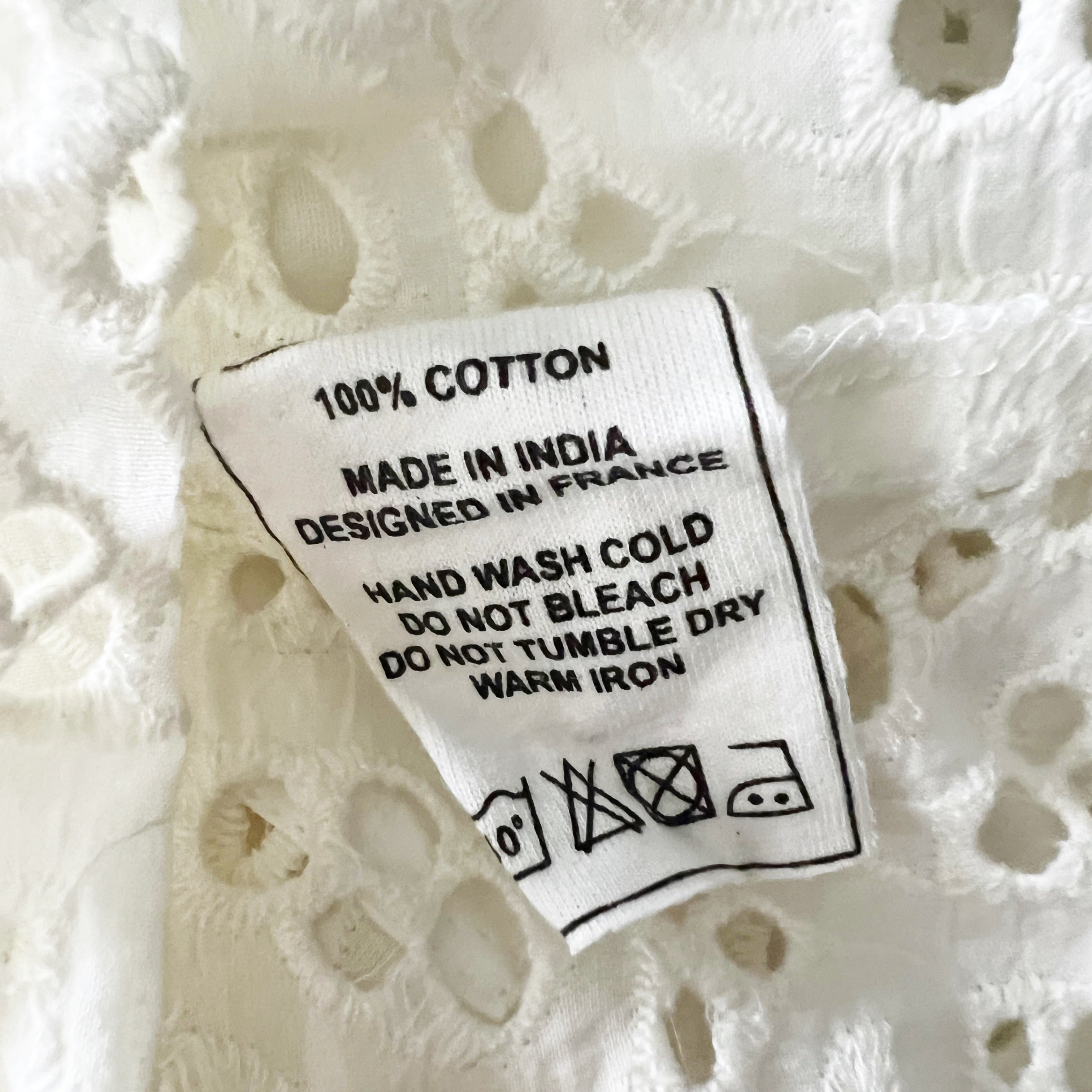 NEW Sundress Lupita Cotton Eyelet Perforated Collared V Neck Pullover Mini Dress