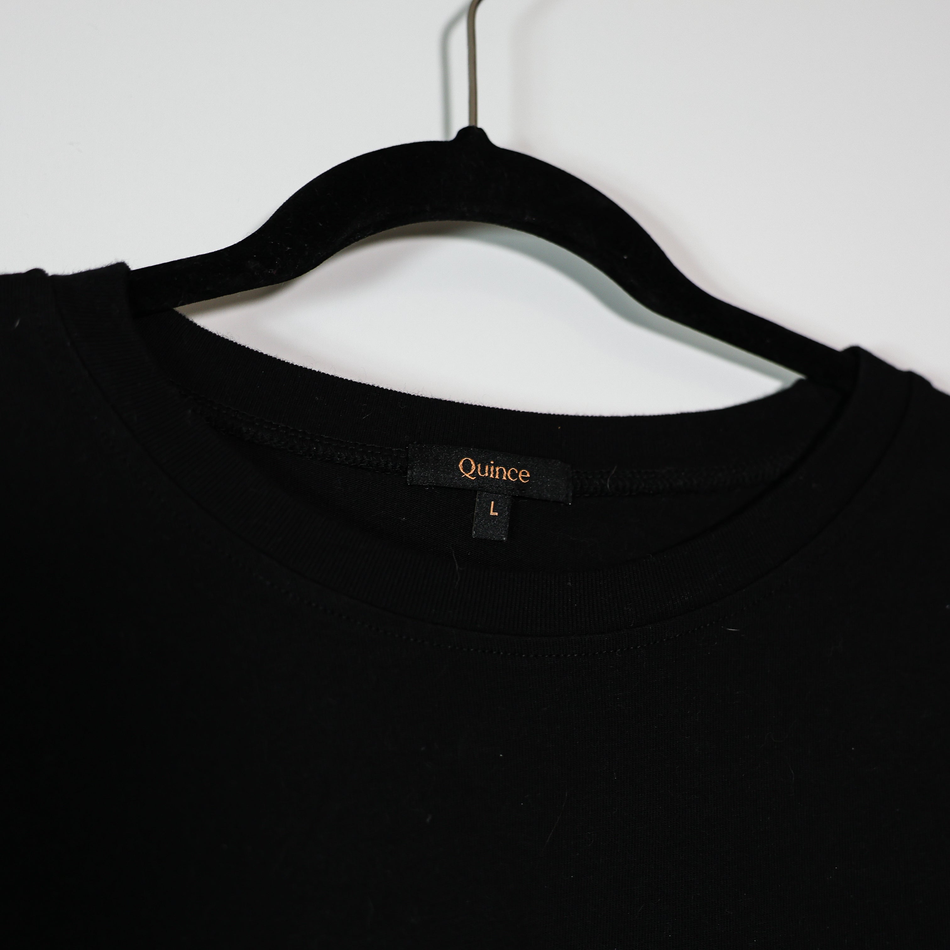 Quince Organic Cotton Crew Neck Short Sleeve Pocket Mini Tee Shirt Black Large