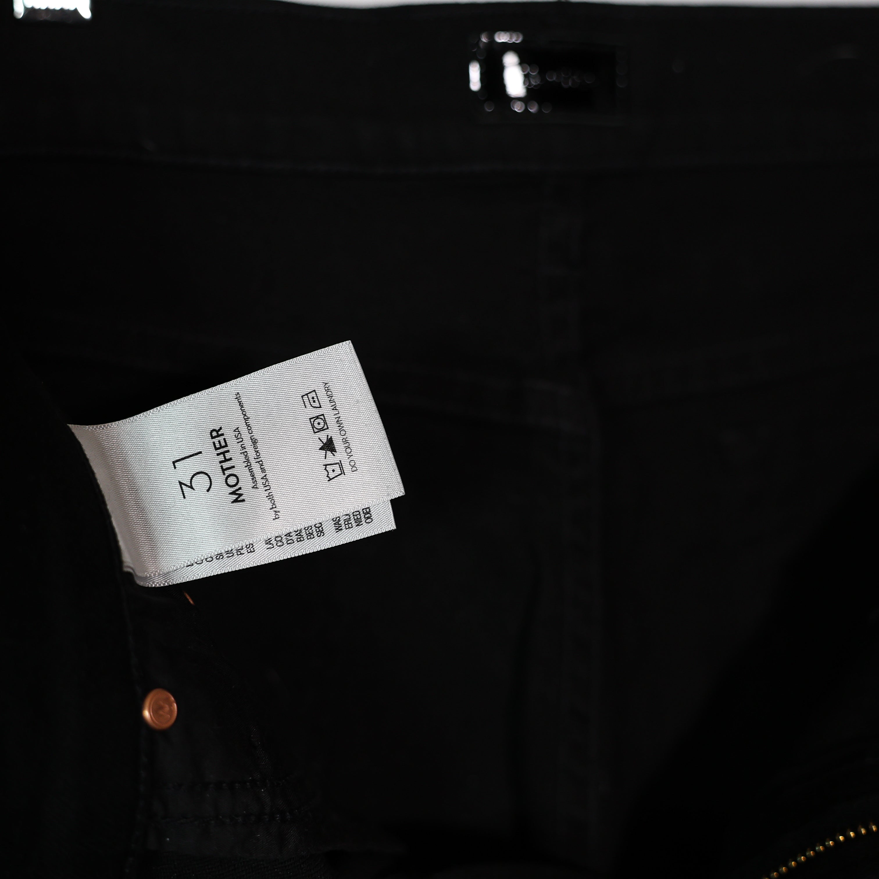 Mother Denim Lil' Twister Sneak High Waist Flared Wide Leg Jeans Pitch Black 31