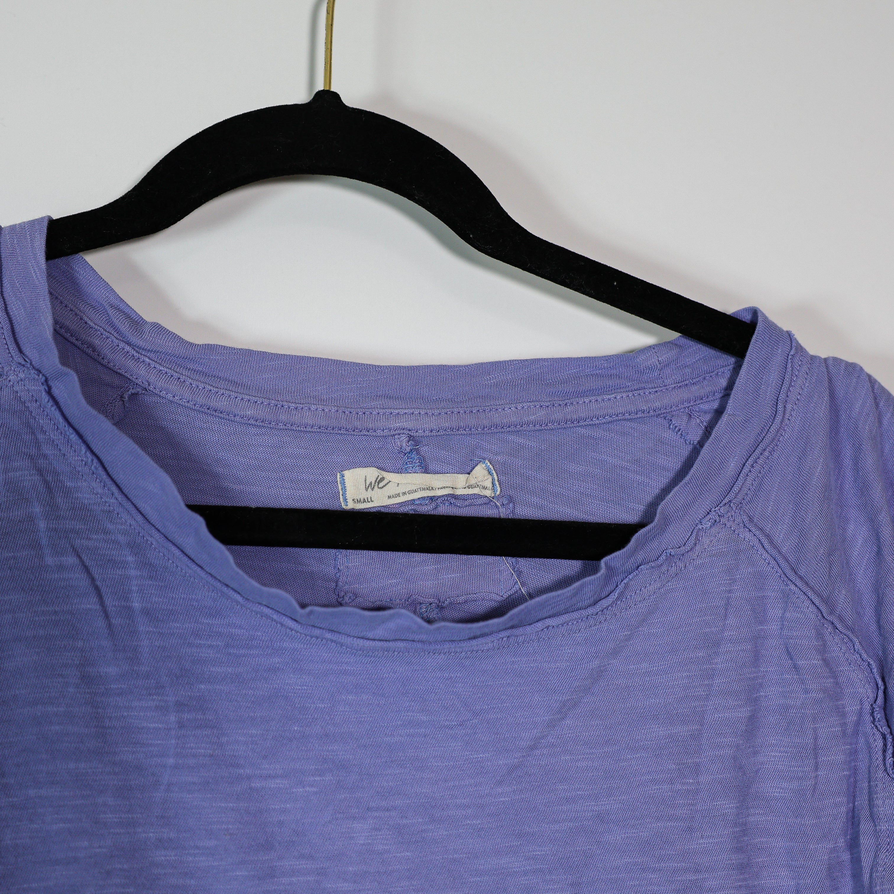 Free People We The Free Arden Cotton Long Sleeve Scoop Neck Tee Shirt Bellflower