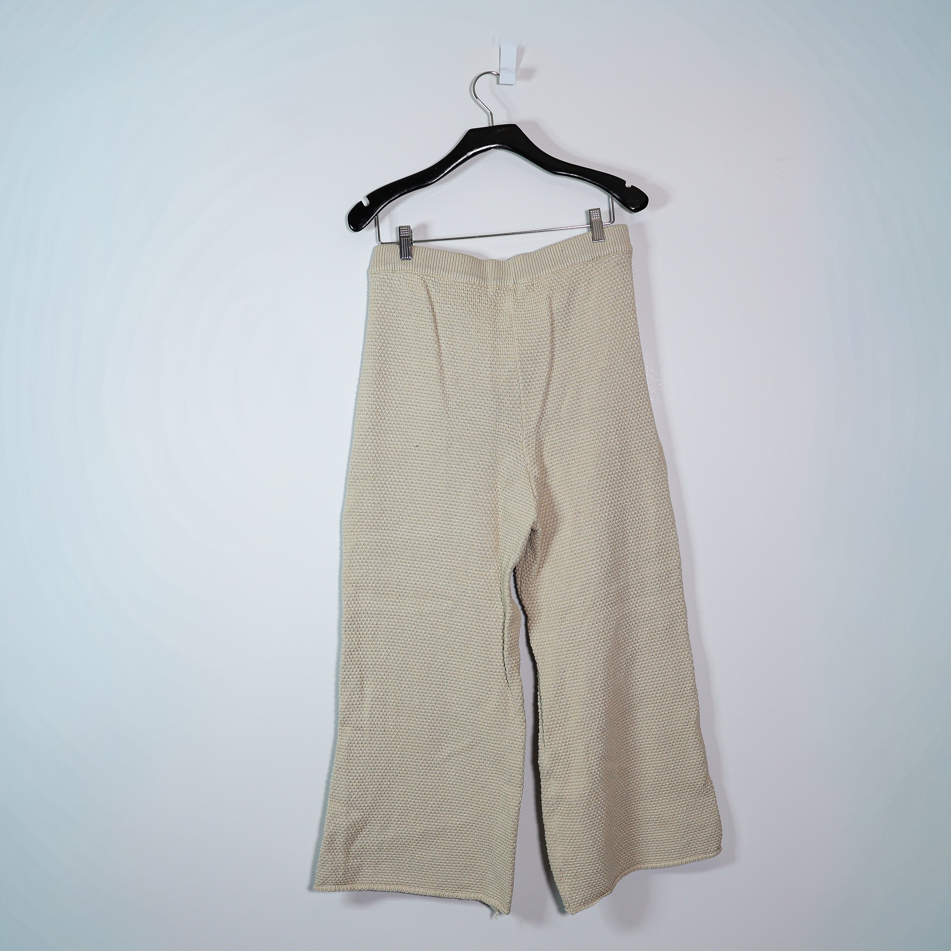 Free People Hailey Cotton Chunky Knit Stretch Flared Crop Sweater Pants Alfalfa