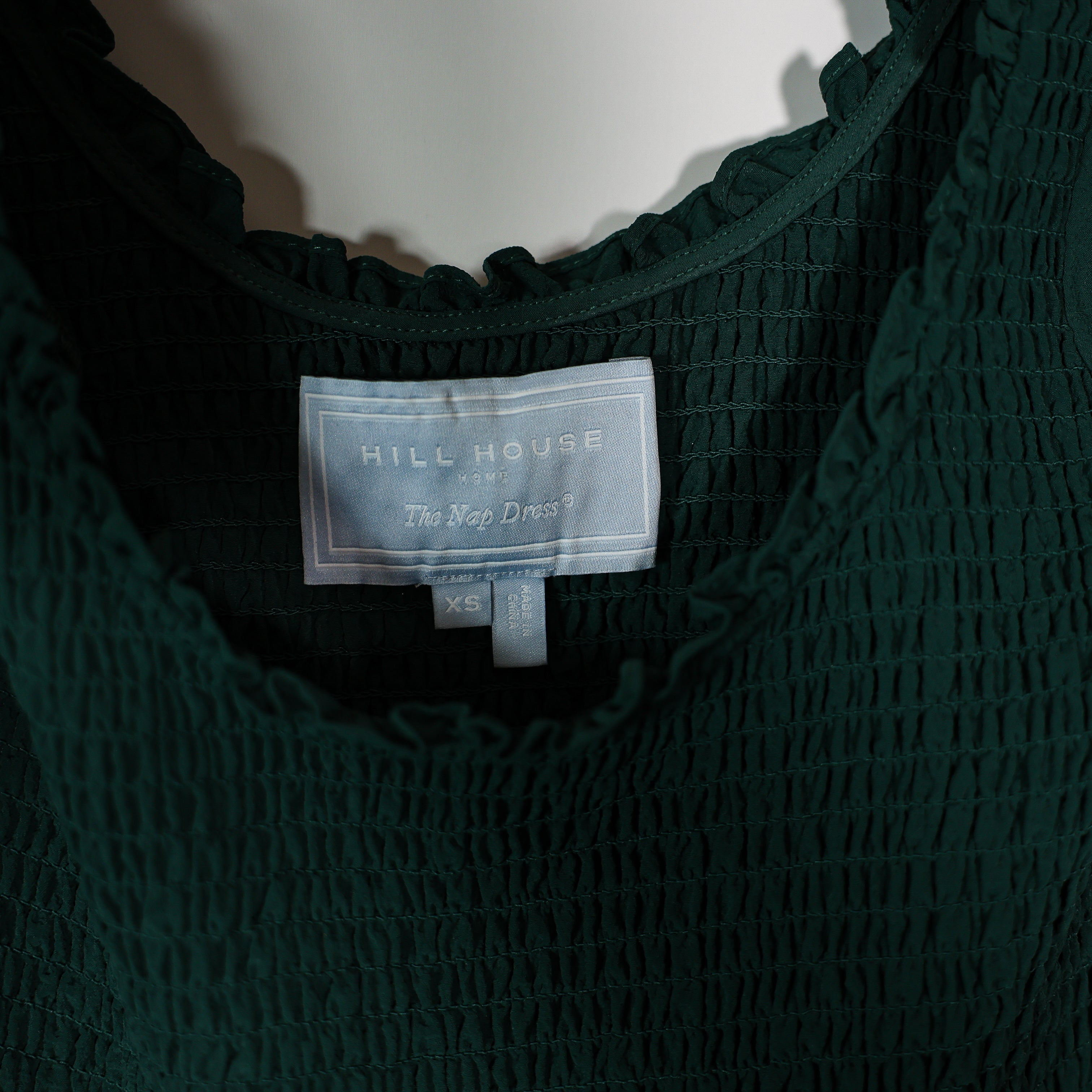 Hill House Home The Louisa Smocked Stretch Bodice Chiffon Tiered Dress Green XS