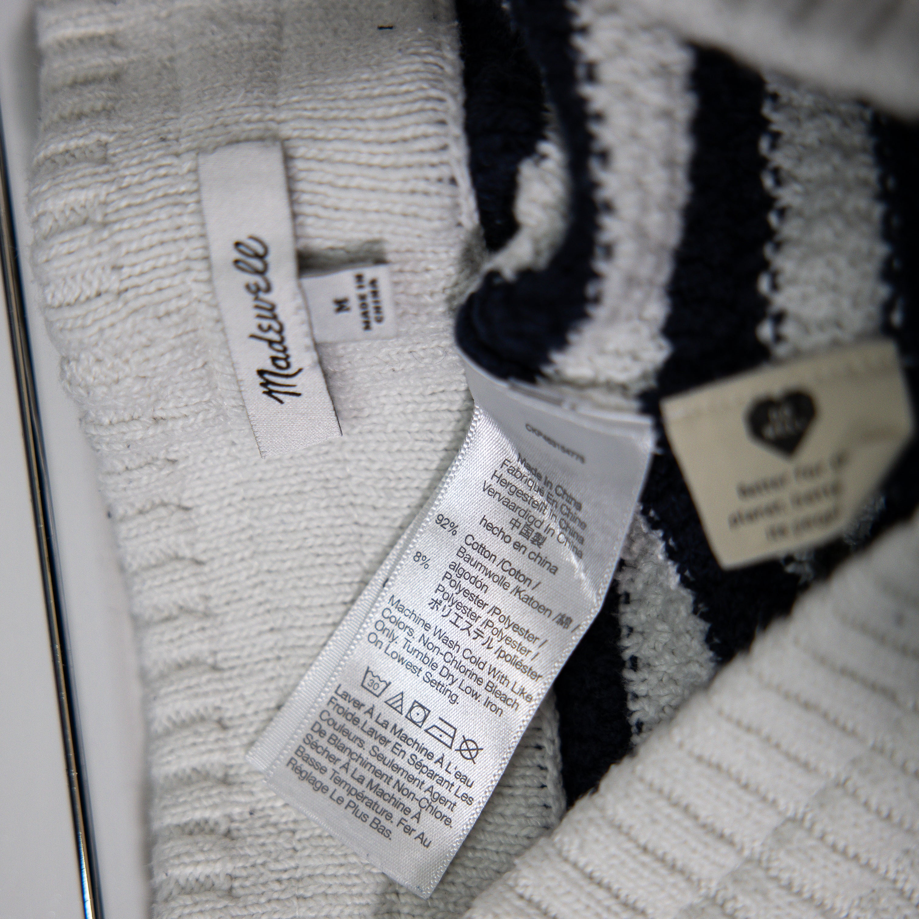 Madewell Striped Bryant Cotton Chunky Knit Sweater Pull On Mini Shorts Blue M