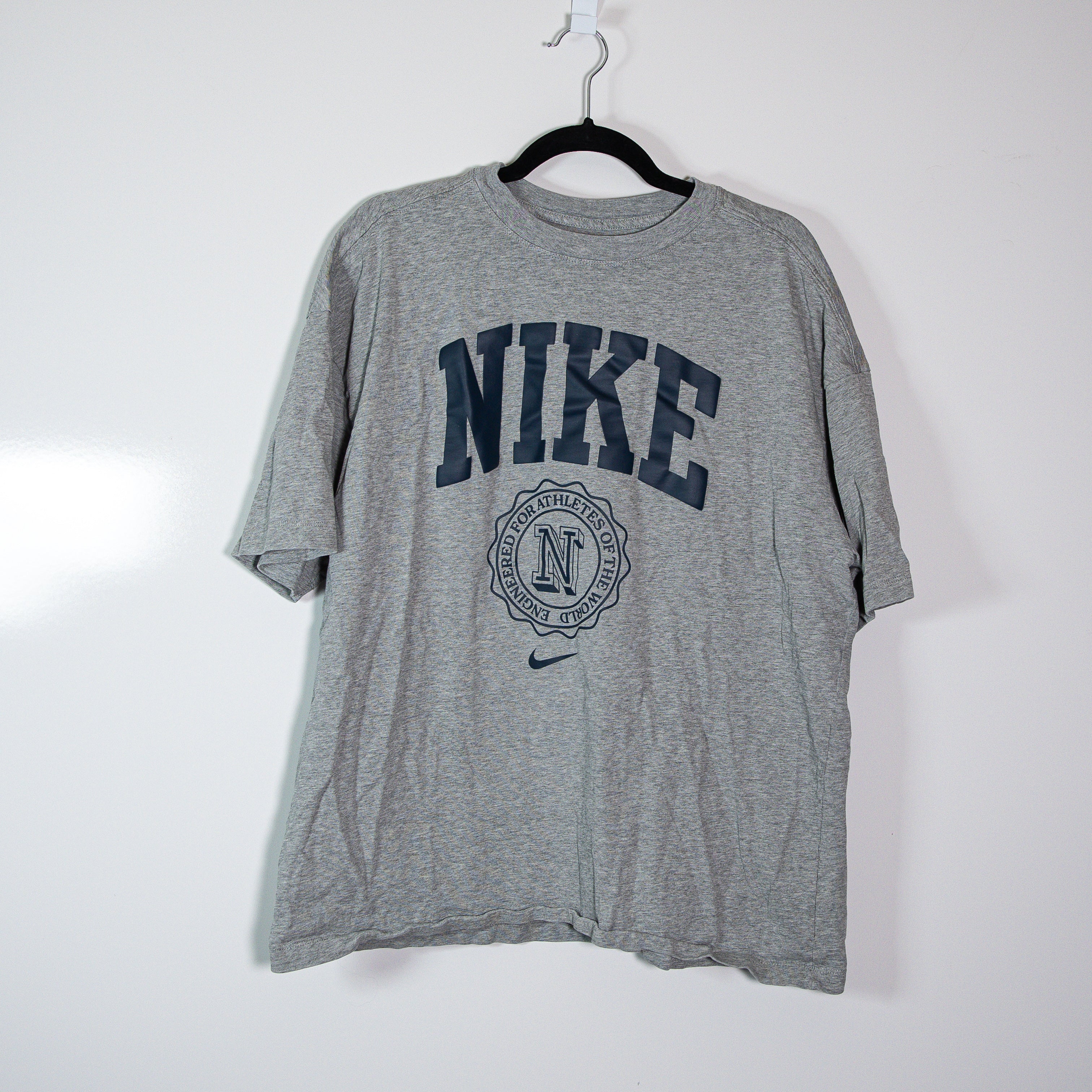 Nike Women's The Nike Tee Oversized Fit Cotton Graphic Print Tee Shirt Gray M