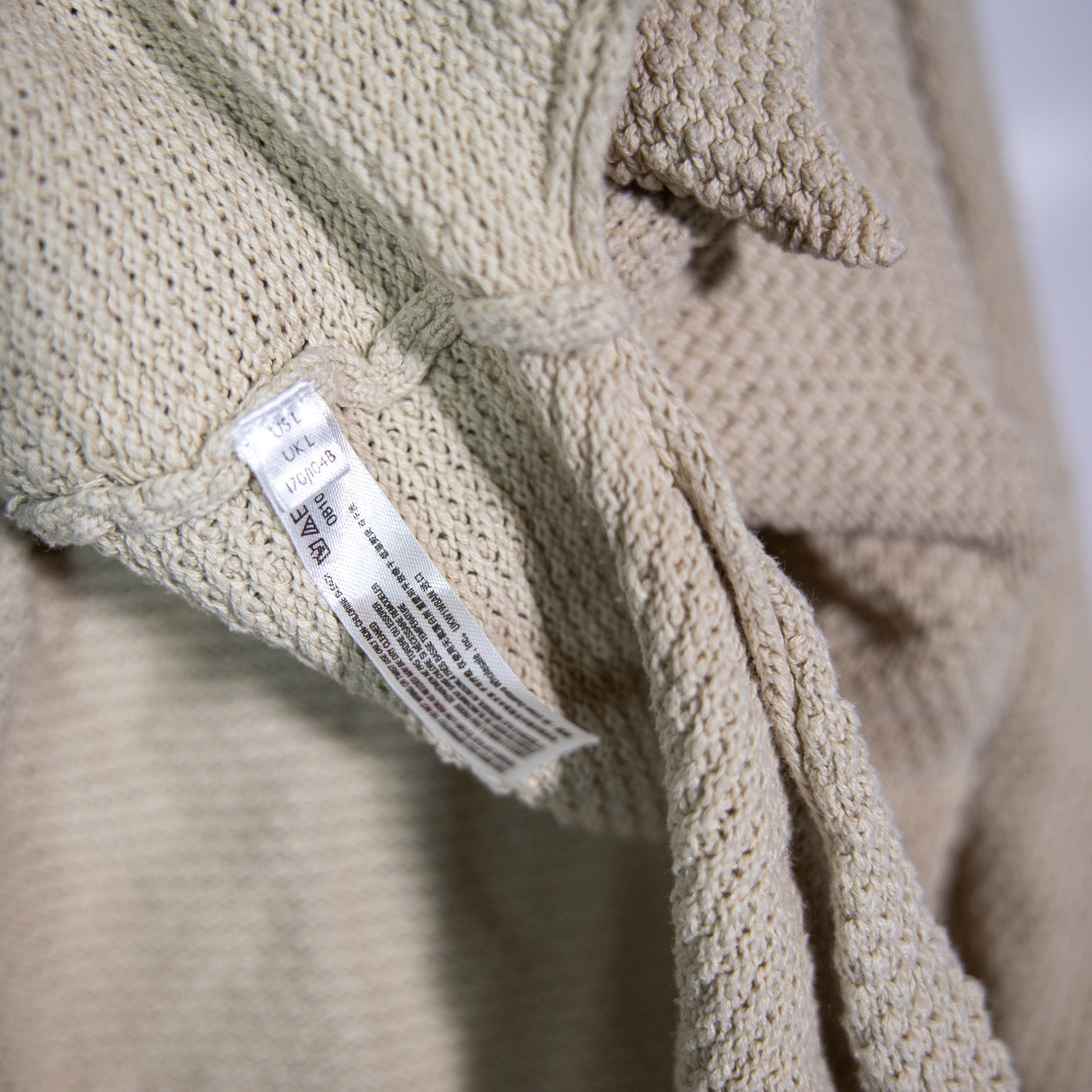 Free People Hailey Cotton Chunky Knit Stretch V Neck Pullover Sweater Alfalfa L