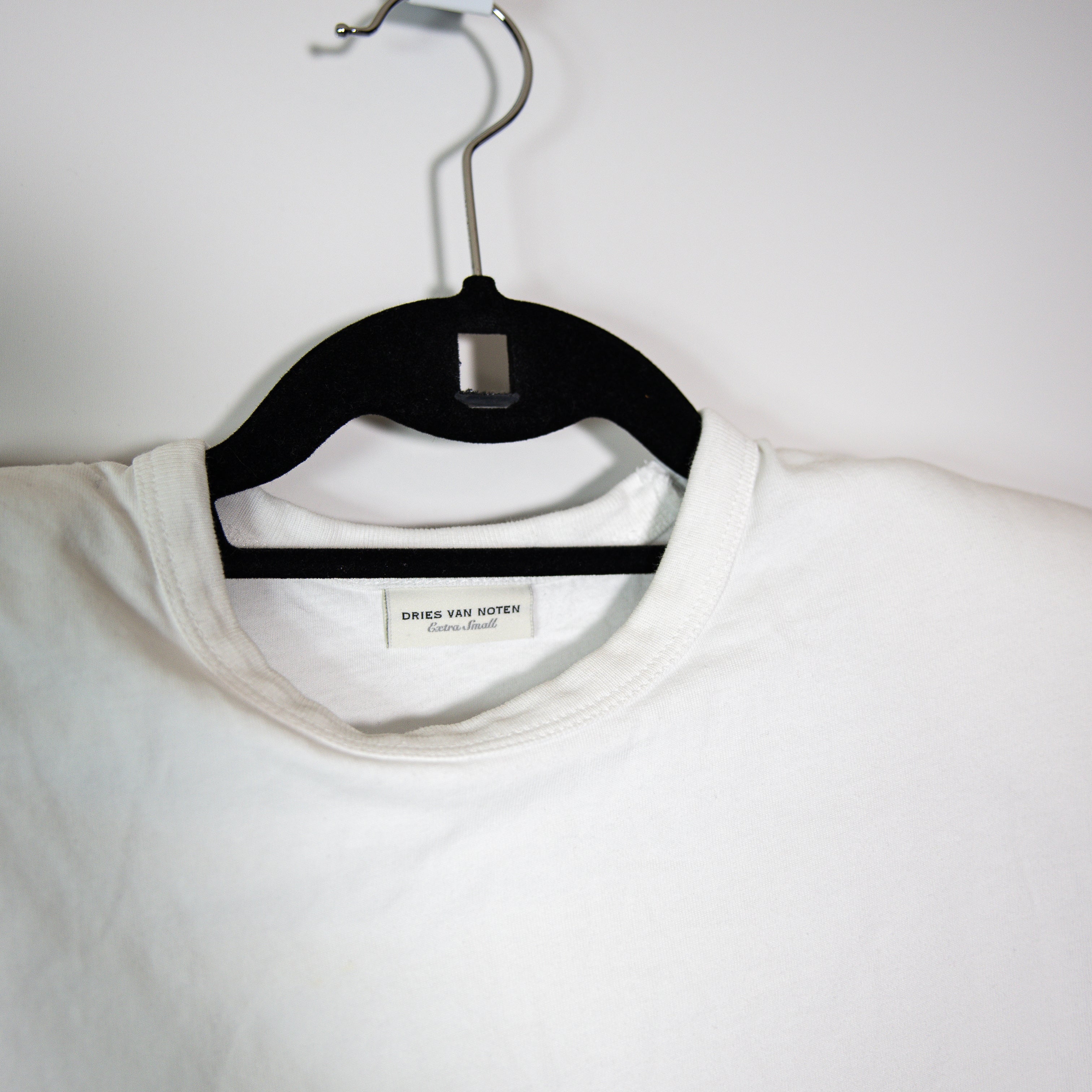 Dries Van Noten Cotton Crew Neck Shoulder Pad Sleeveless Tee Shirt Top White XS