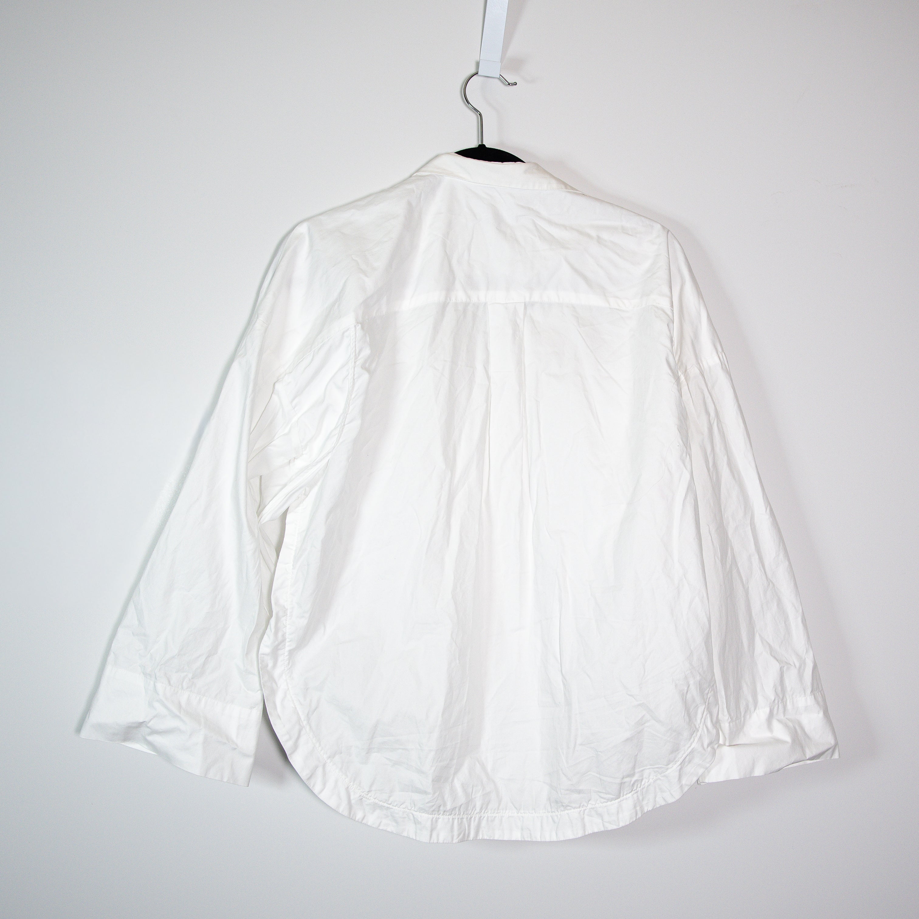 Odeeh Cotton Poplin Collared Long Sleeve Button Down Blouse Shirt Top White S