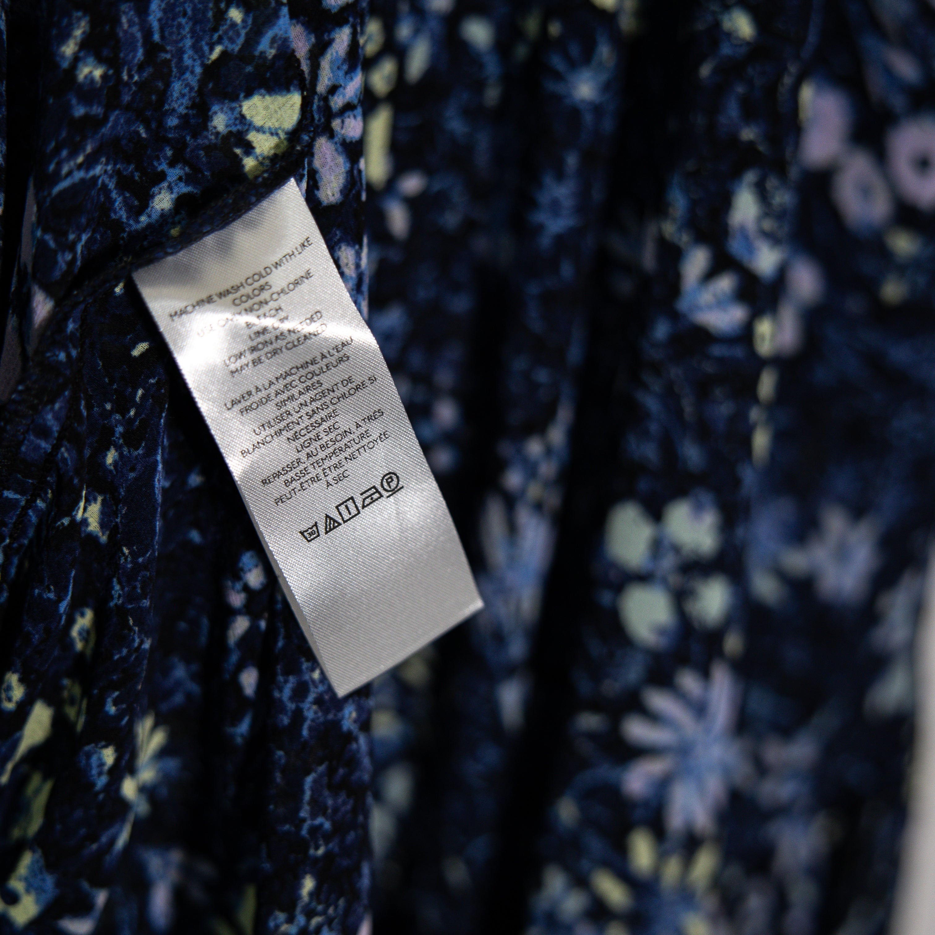 Free People Feeling Groovy Blue Floral Flower Border Print Chiffon Maxi Dress XS