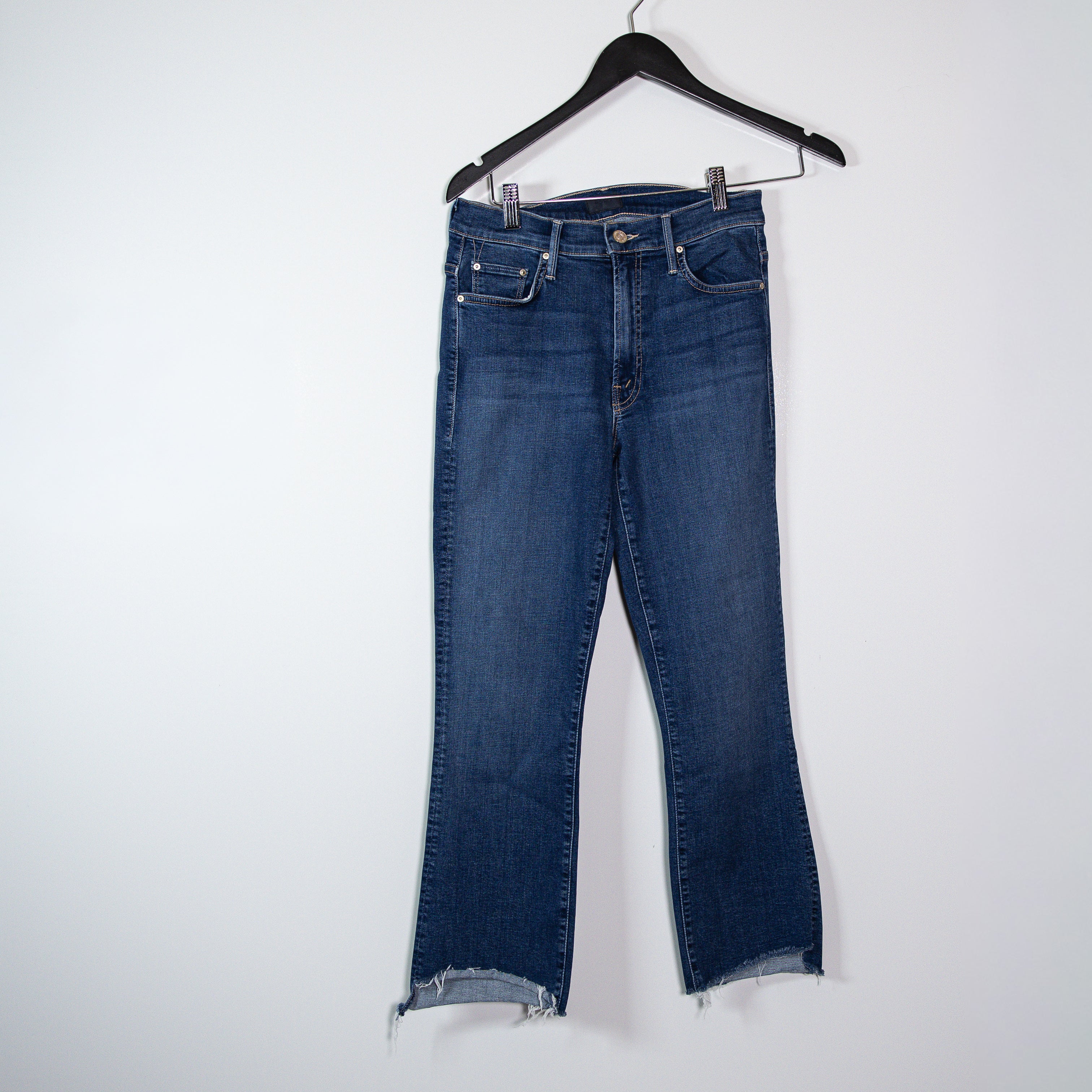 Mother Denim Insider Crop Step Fray Cotton Stretch Not So Fast Wash Jeans 27