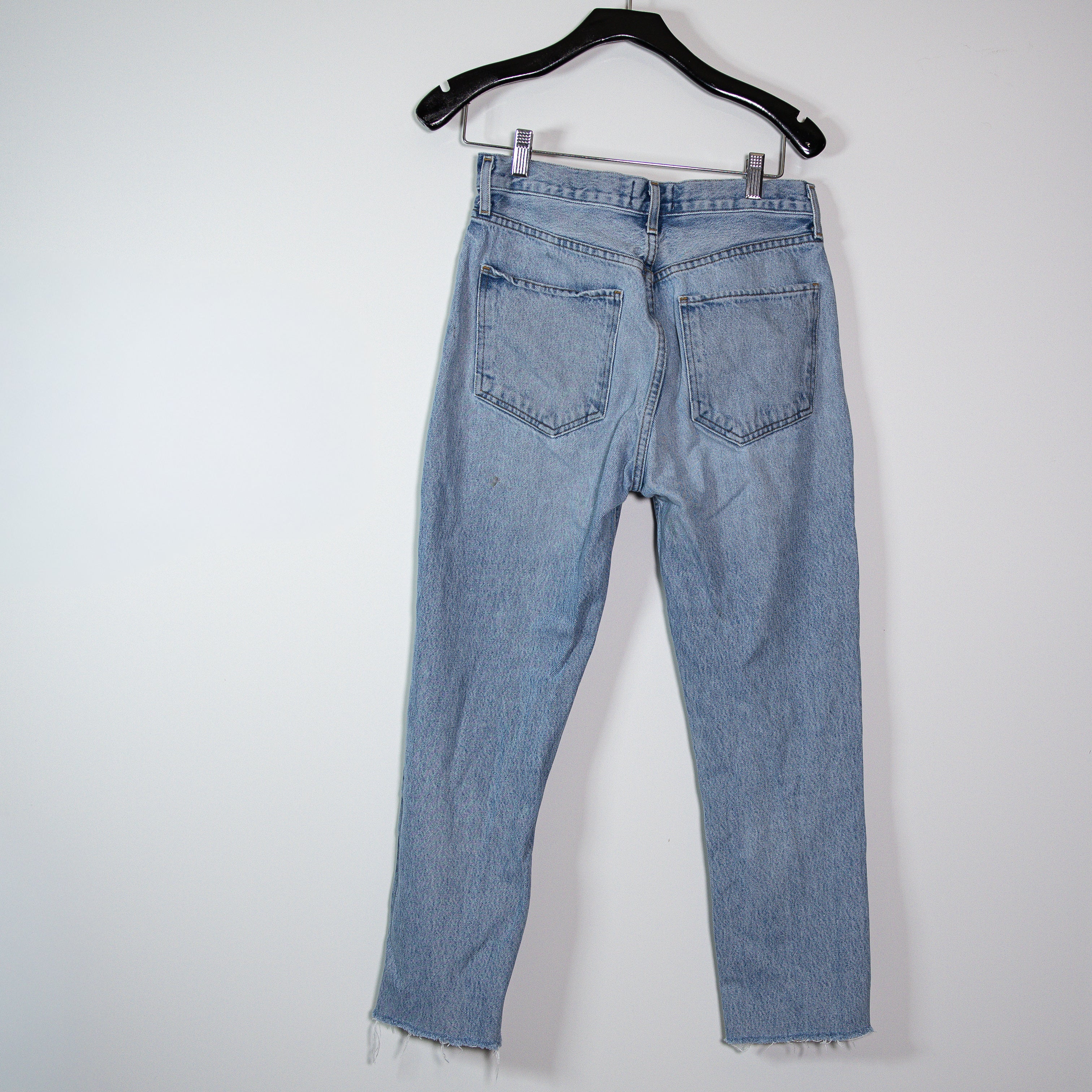 Agolde Women's Riley High Rise Straight Leg Crop Cotton Denim Jeans Distressed