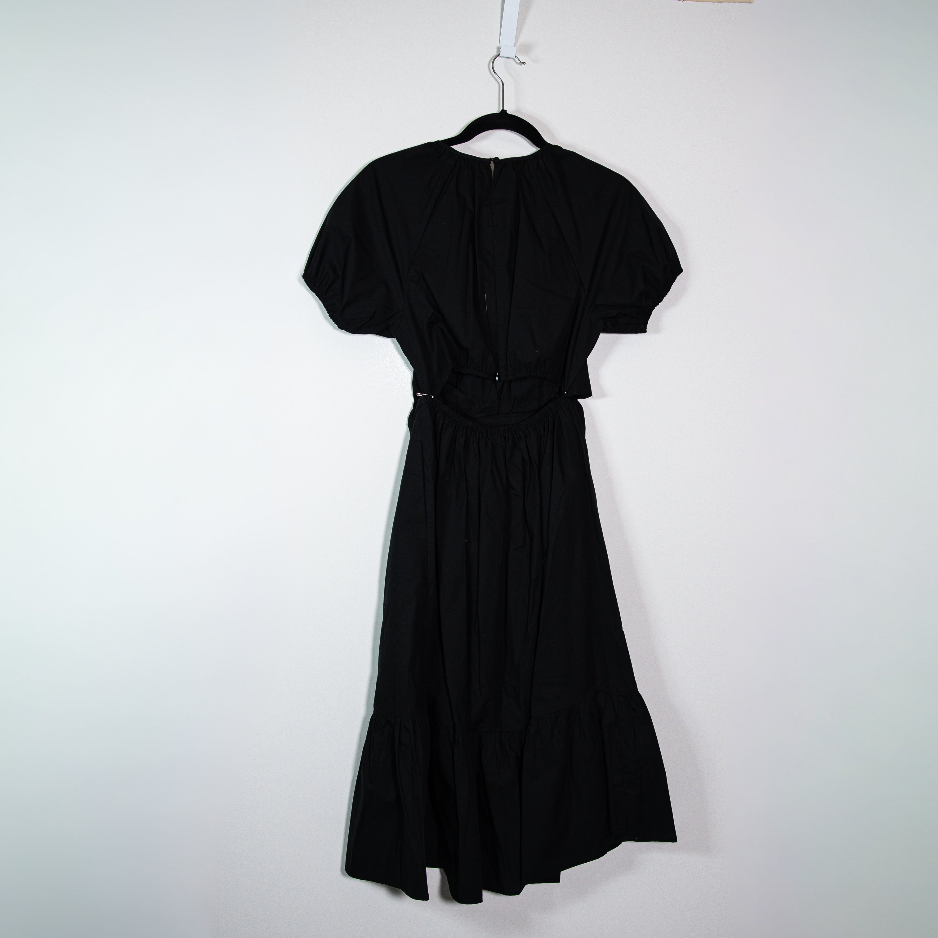 J. Crew BG398 Cotton Poplin Side Cut Out Short Puff Sleeve Tiered Maxi Dress 6P