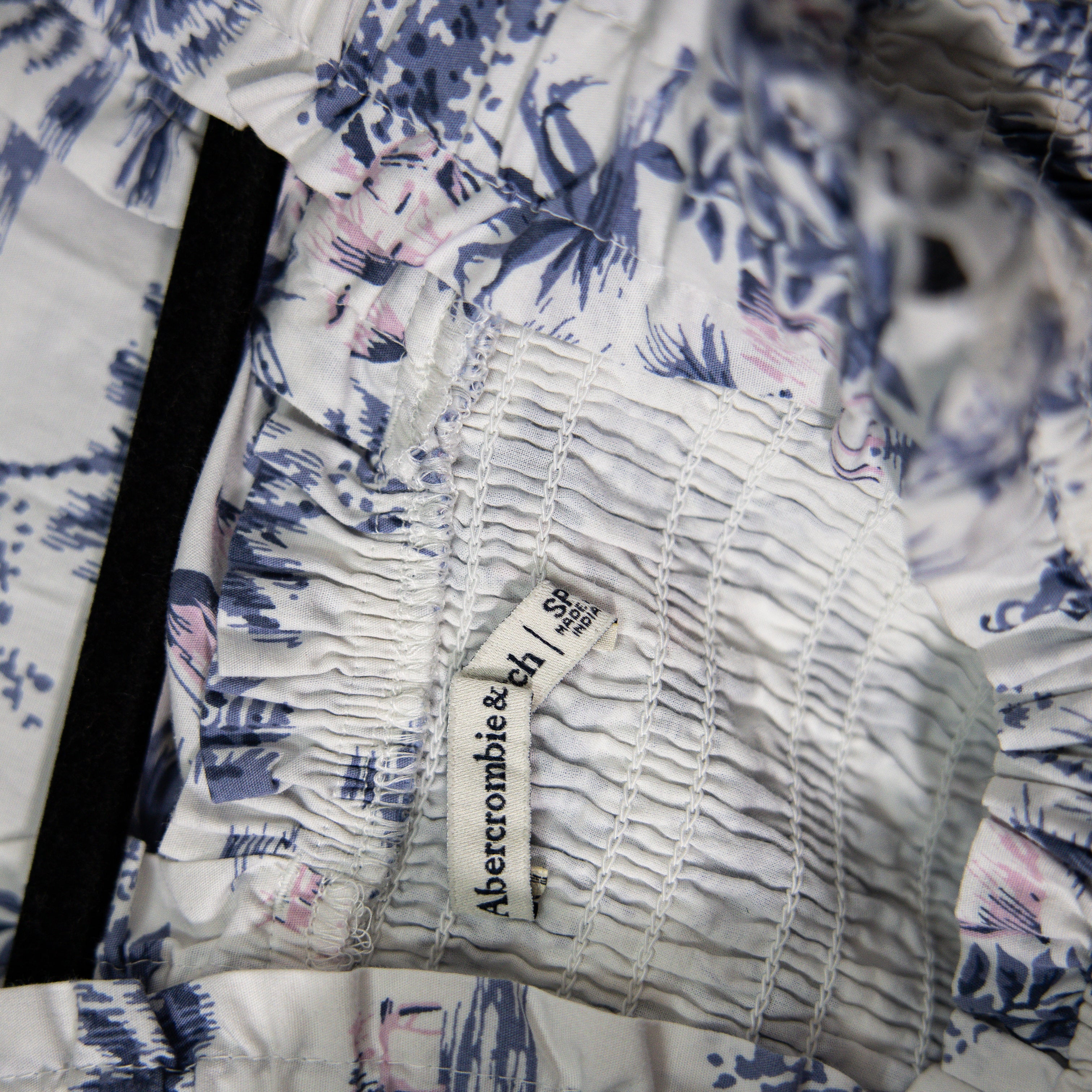 Abercrombie & Fitch Cotton Poplin Smocked Stretch Square Neck Maxi Dress Blue SP