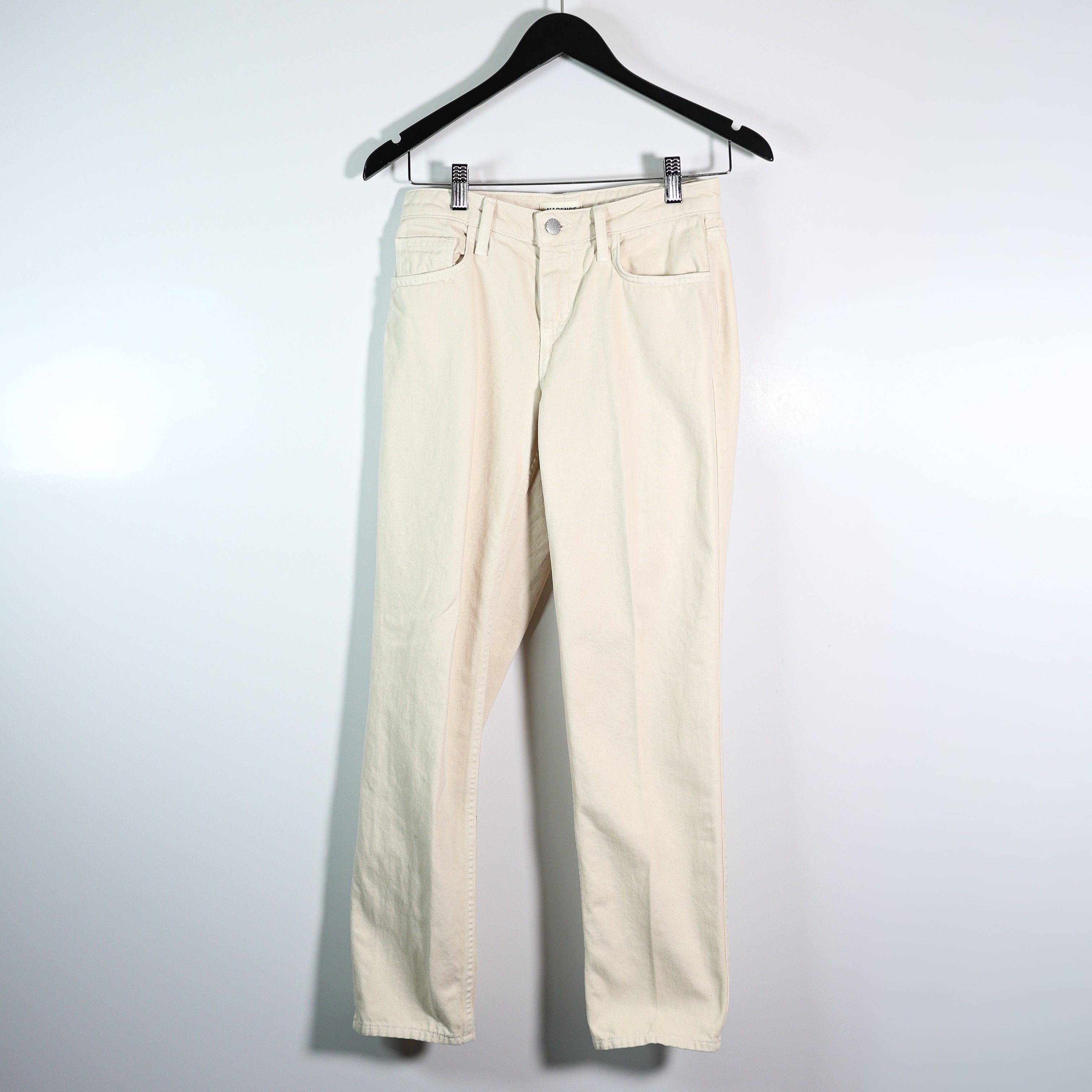 L'Agence Women's Marjorie Mid Rise Slouch Straight Leg Cotton Pants Oat Neutral