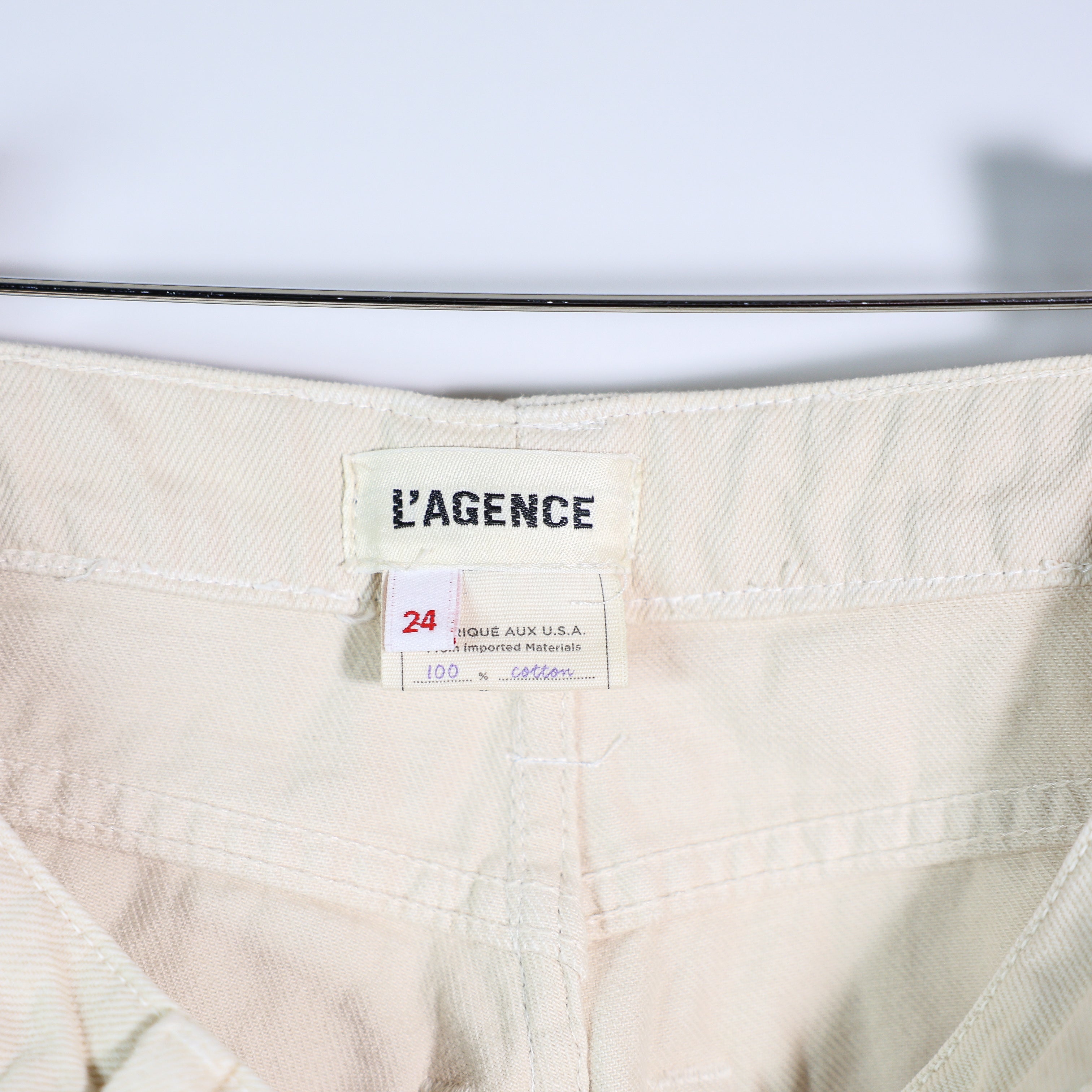 L'Agence Women's Marjorie Mid Rise Slouch Straight Leg Cotton Pants Oat Neutral