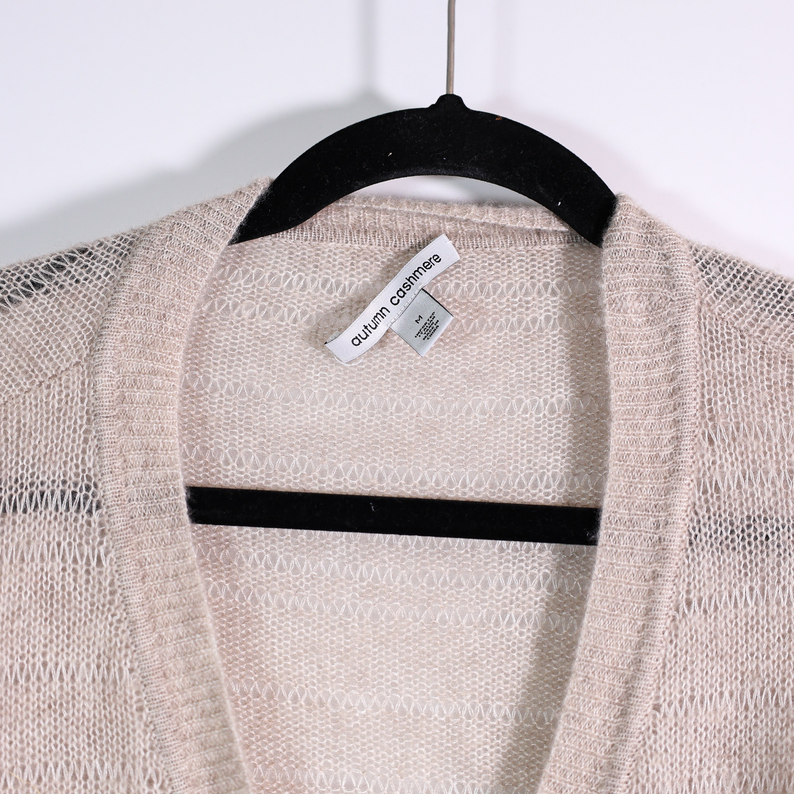 Autumn Cashmere Silk Cashmere Knit Stretch Distressed Cardigan Sweater Beige M