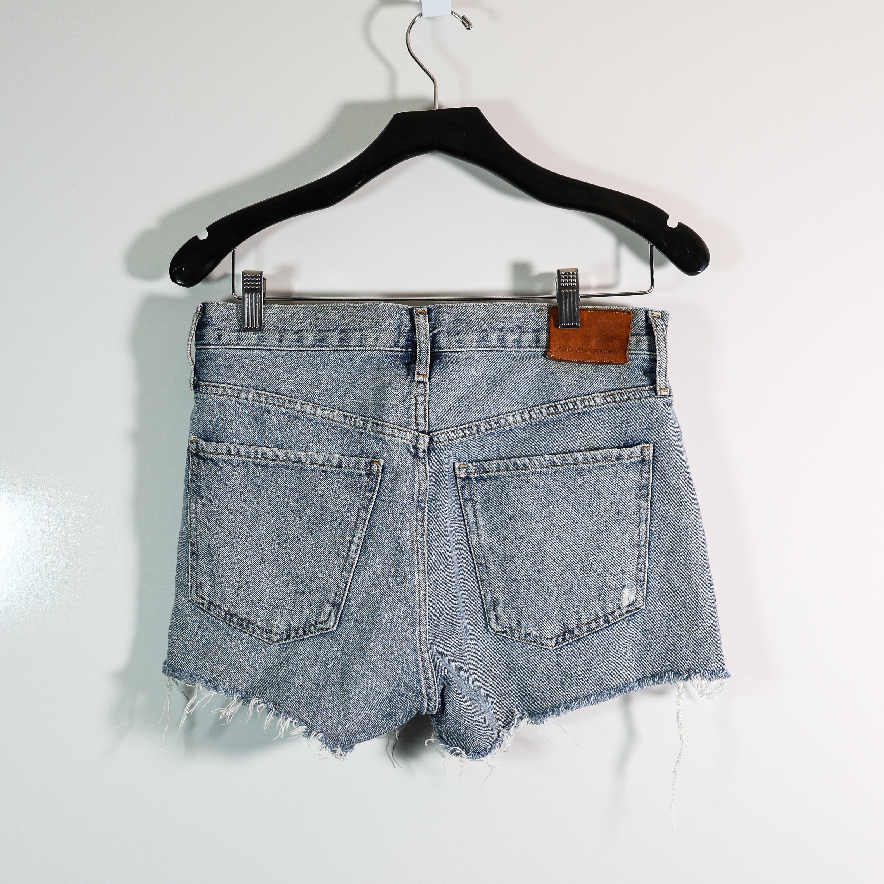 Citizens Of Humanity Annabelle High Waisted Long Cotton Denim Jean Short Blue 25