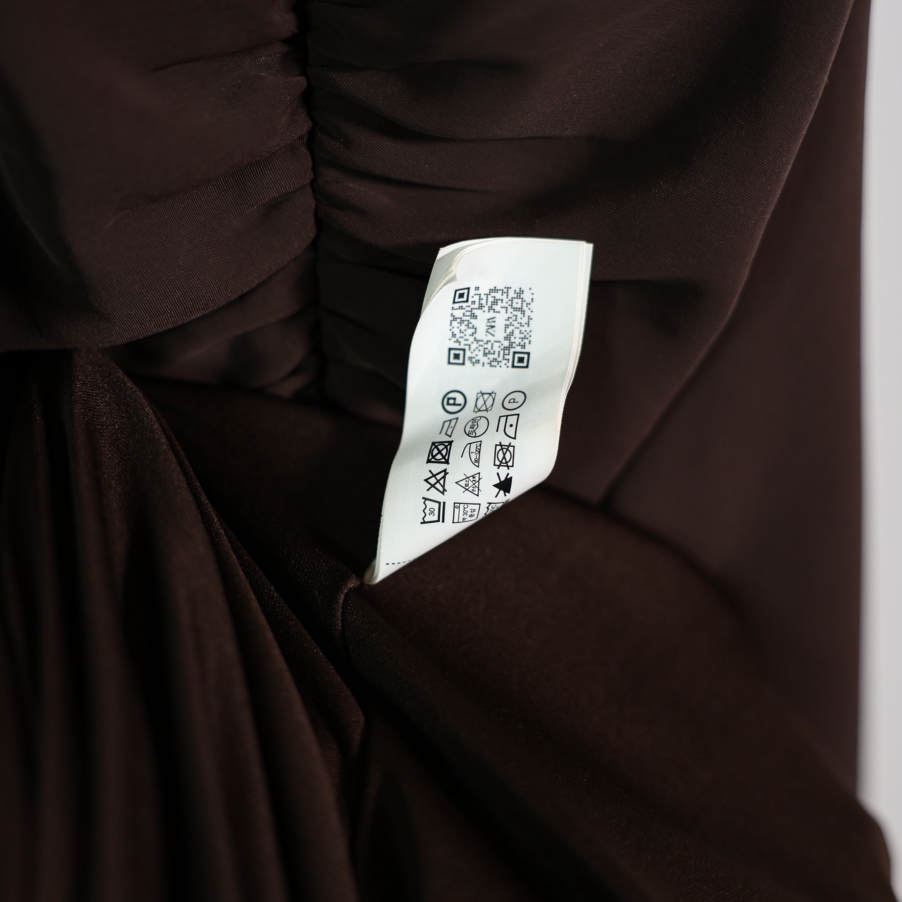 Zara Cowl Neck Ruched Draped Sleeveless Tank Maxi Dress Chocolate Brown Small