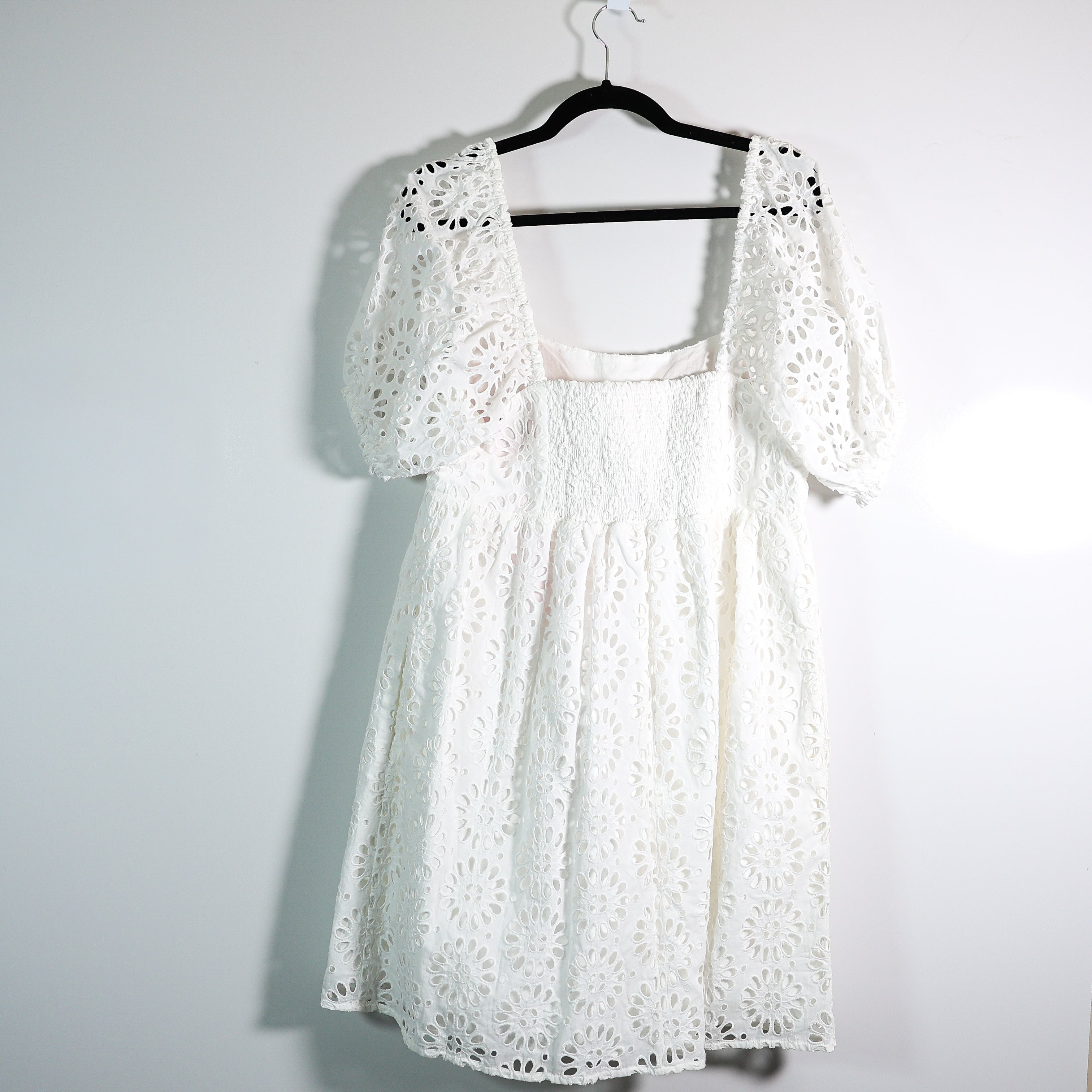 NEW Lilly Pulitzer Kay Cotton Lace Babydoll Puff Sleeve Dress Pinwheel Eyelet 10