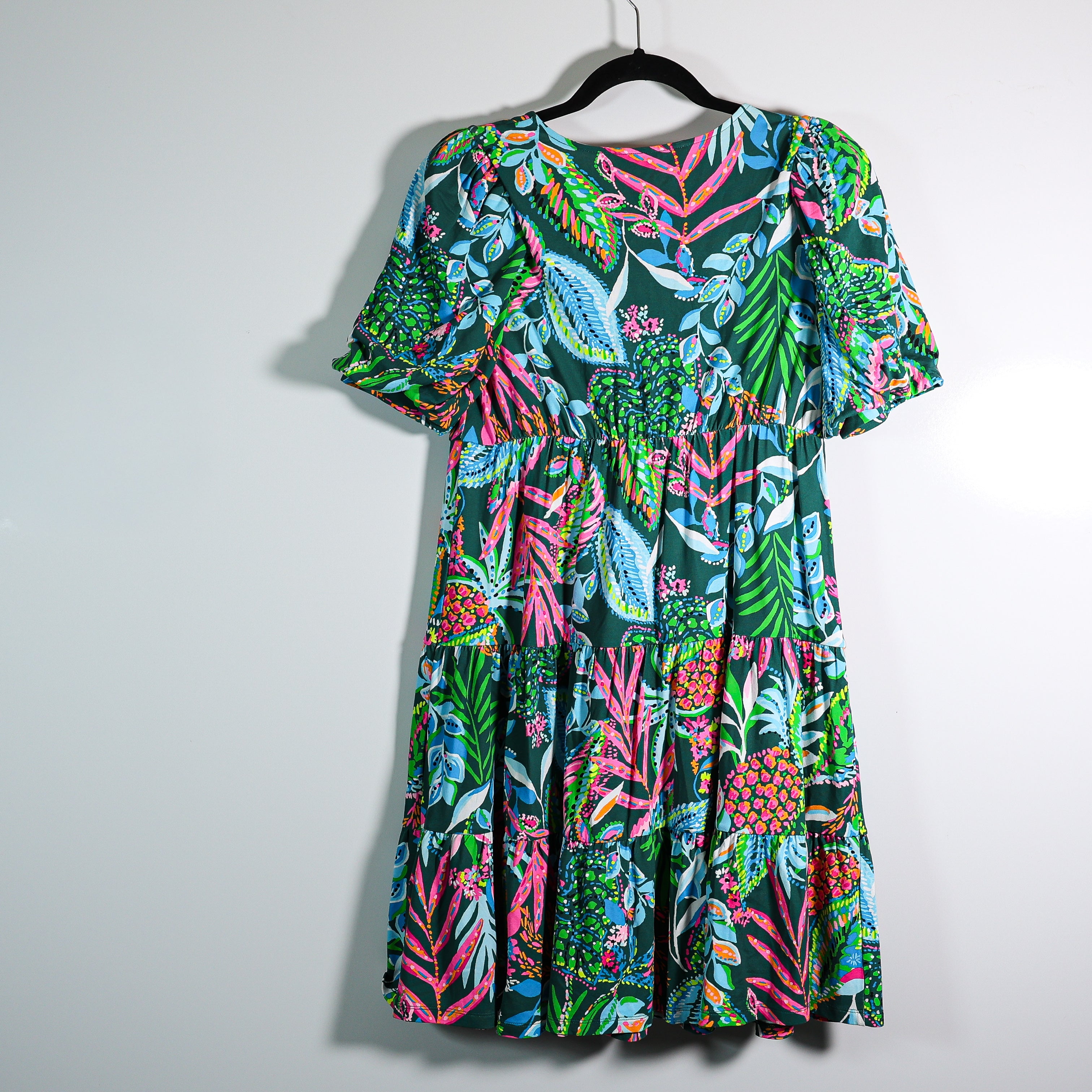 Lilly Pulitzer Chiara Tiered Cotton Pullover Tiered Sunshine Jungle Dress Medium