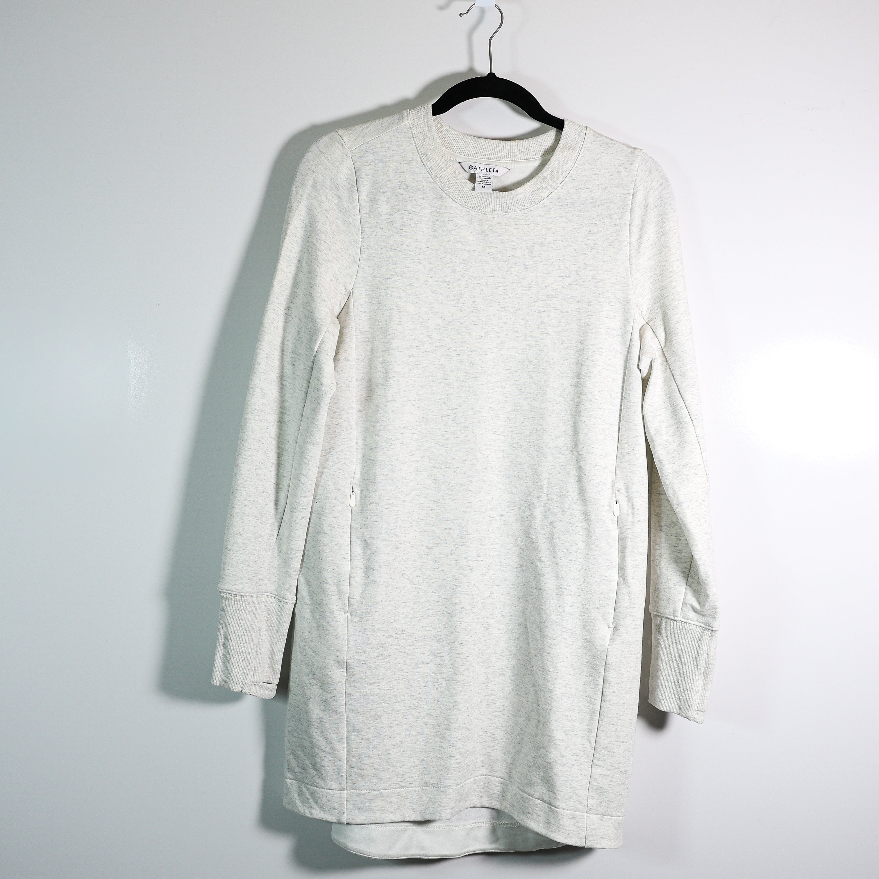 Athleta Women's Coaster Luxe Sweatshirt Sweater Pullover Mini Dress Heather Gray