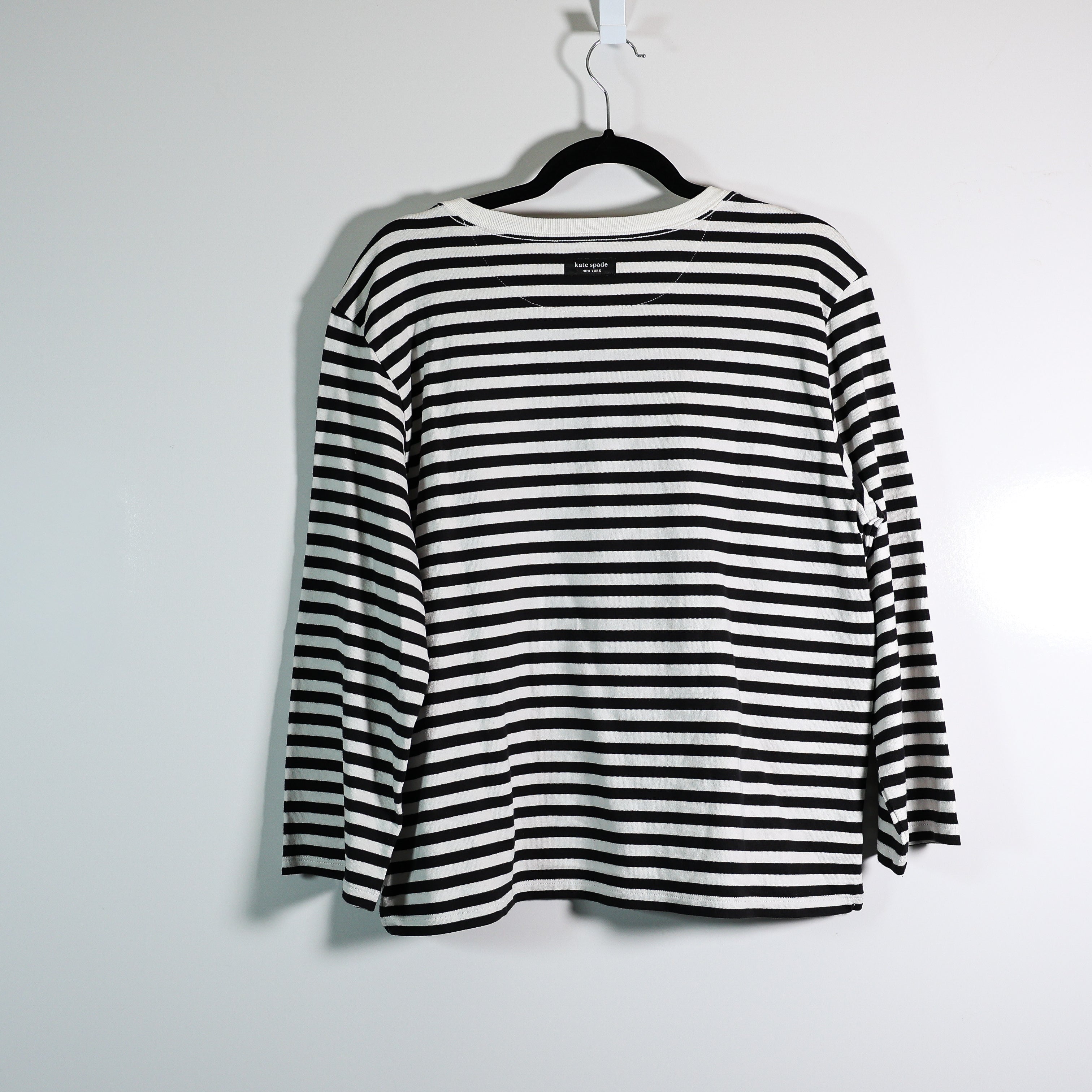 Kate Spade Noel Stripe Crew Neck Logo Embroidered Pullover Sweater Sweatshirt M