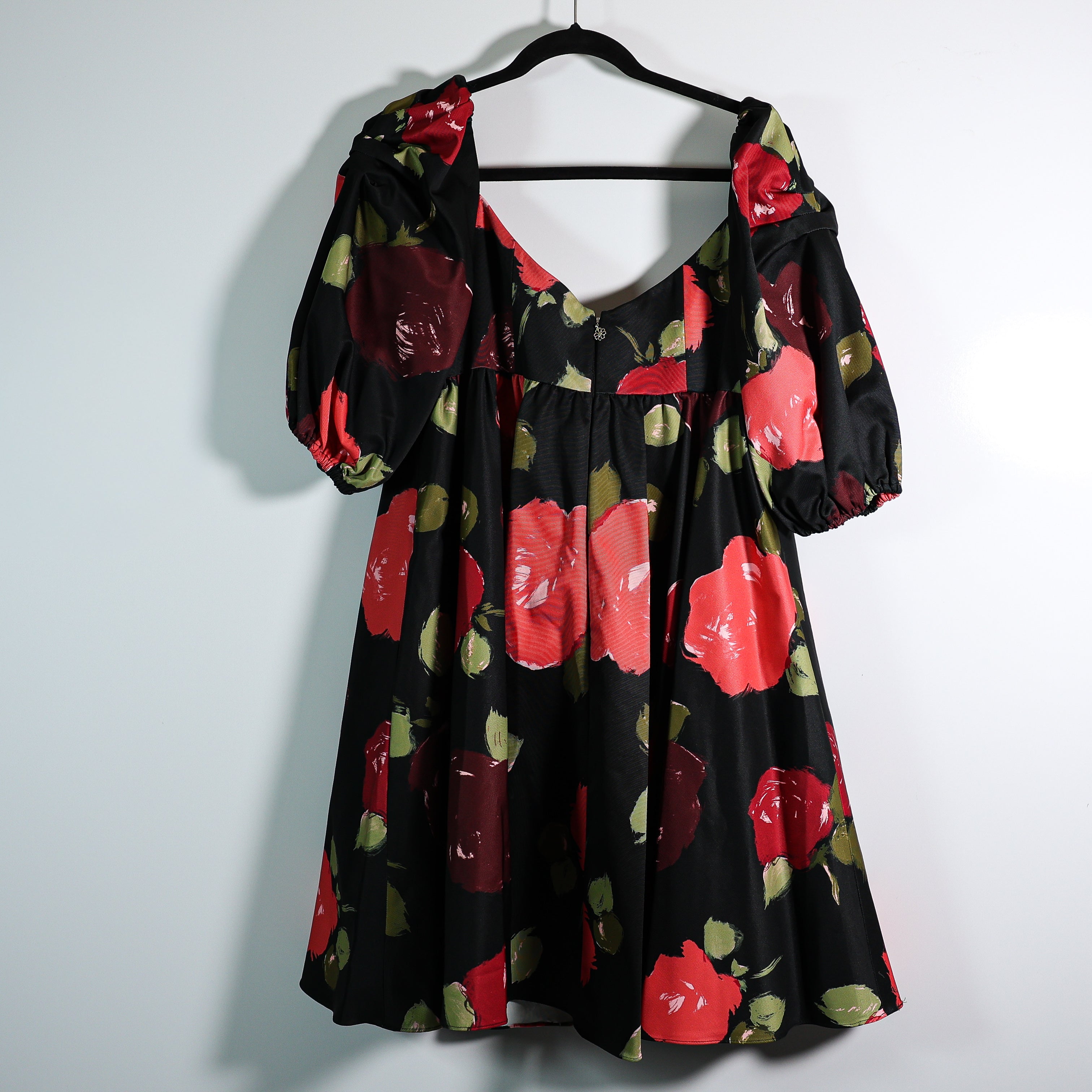 Kate Spade Beau Satin Puff Sleeve Bow Ruched A Line Mini Dress Just Rosy Print