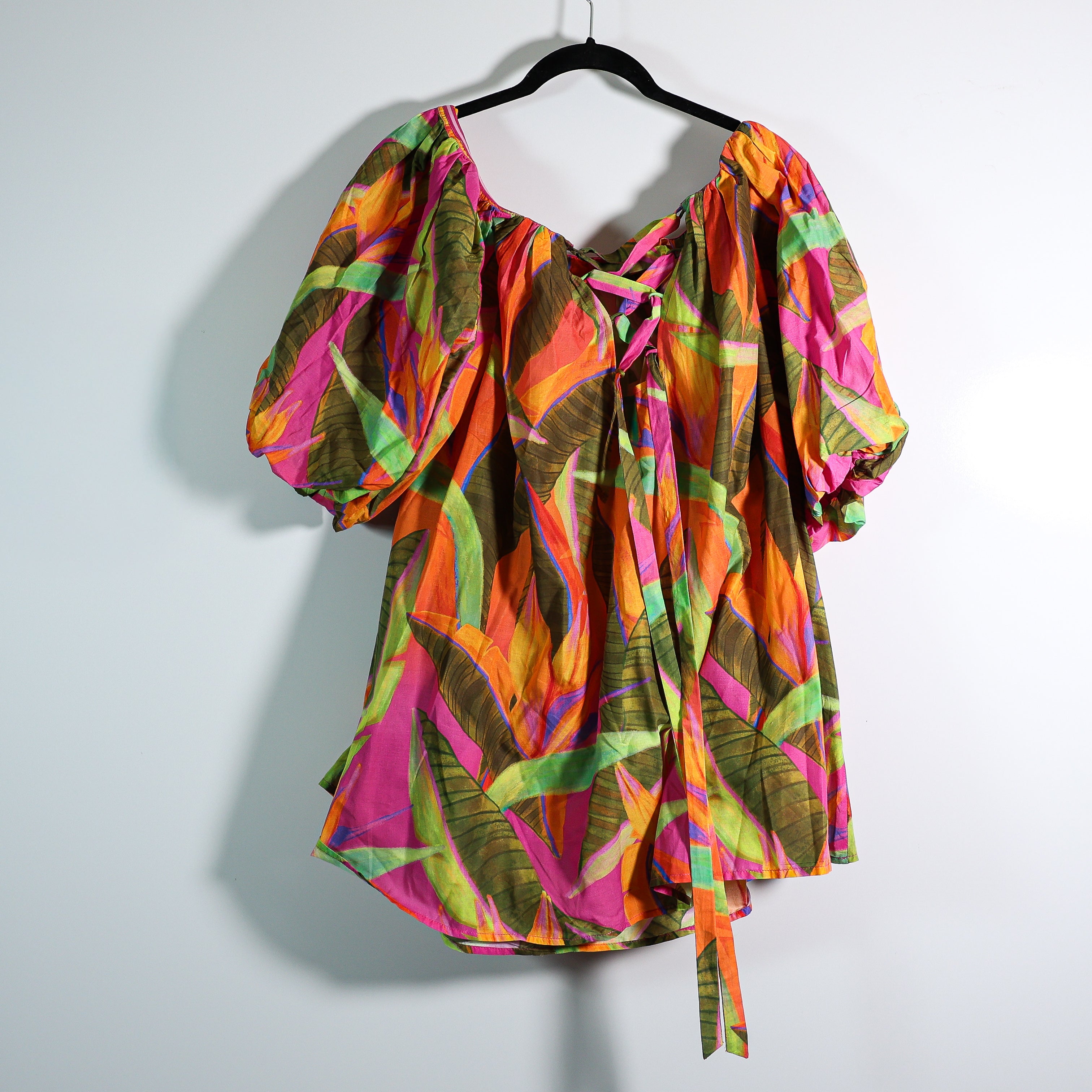 NEW Farm Rio x Anthropologie Cotton Coverup Mini Print Pattern Pullover Dress L