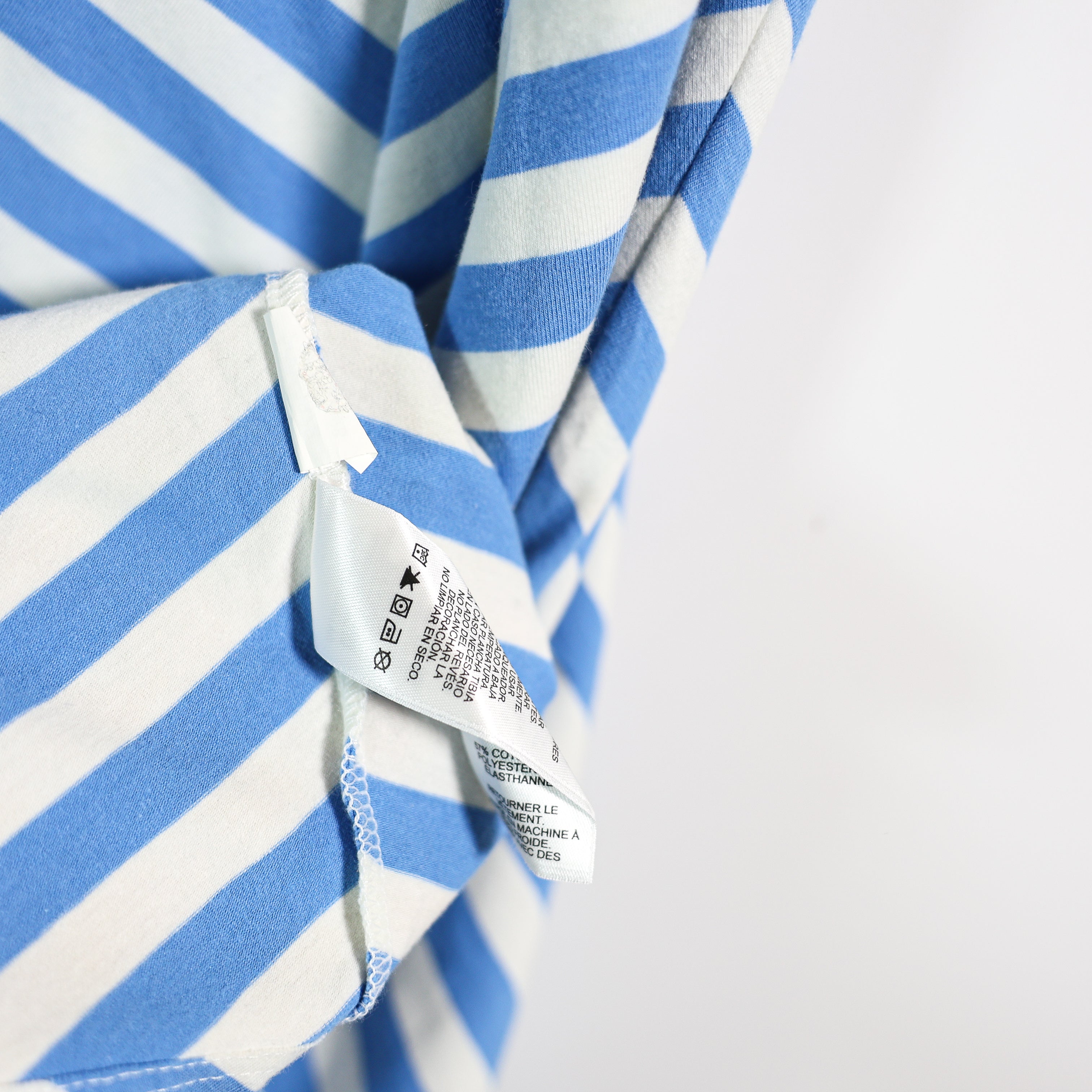 Vineyard Vines Cotton Stretch Sleeveless V Neck Stripe Mini Dress Blue White L