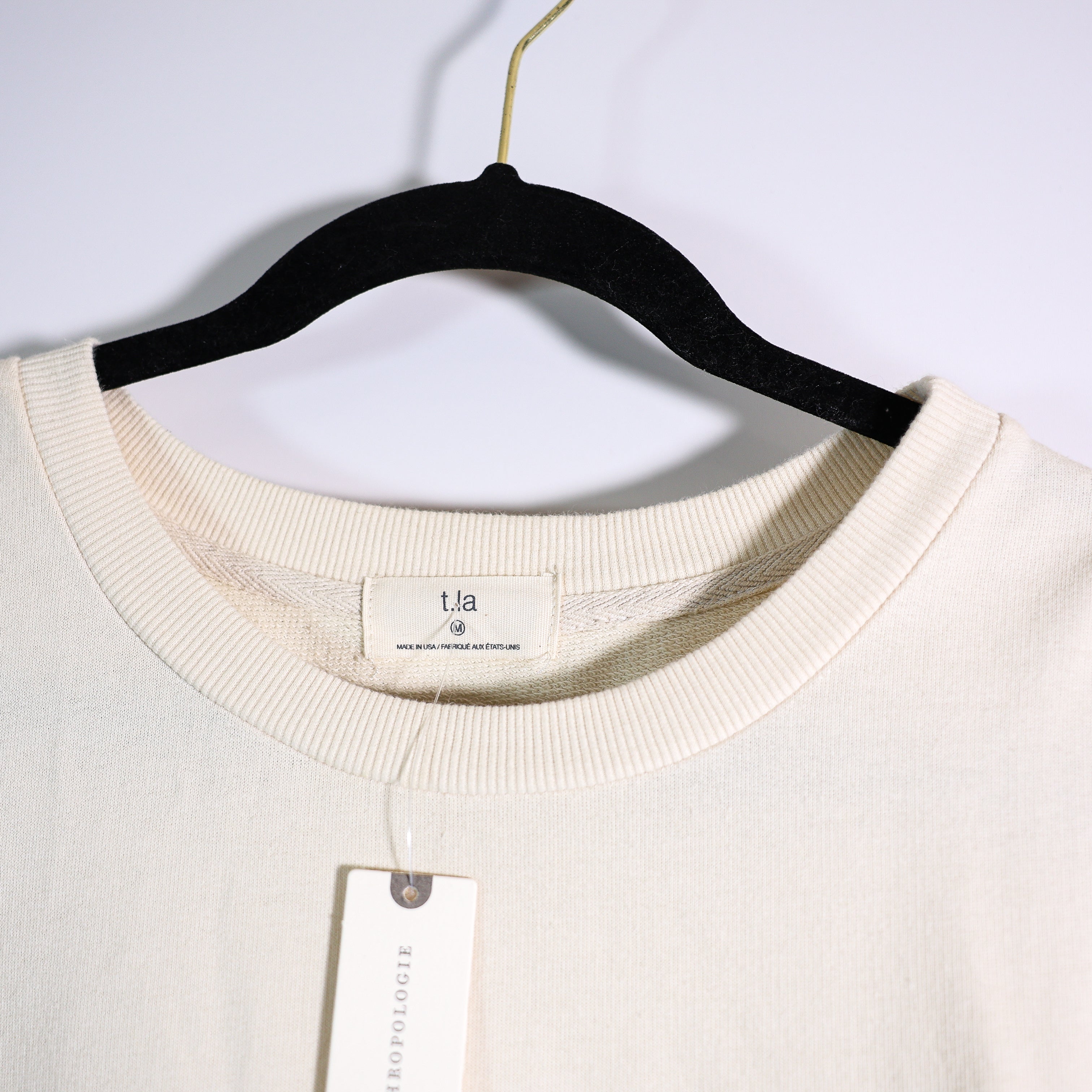 NEW Anthropologie T. LA Cotton Terry Lined Tiered Pullover Mini Sweater Dress M