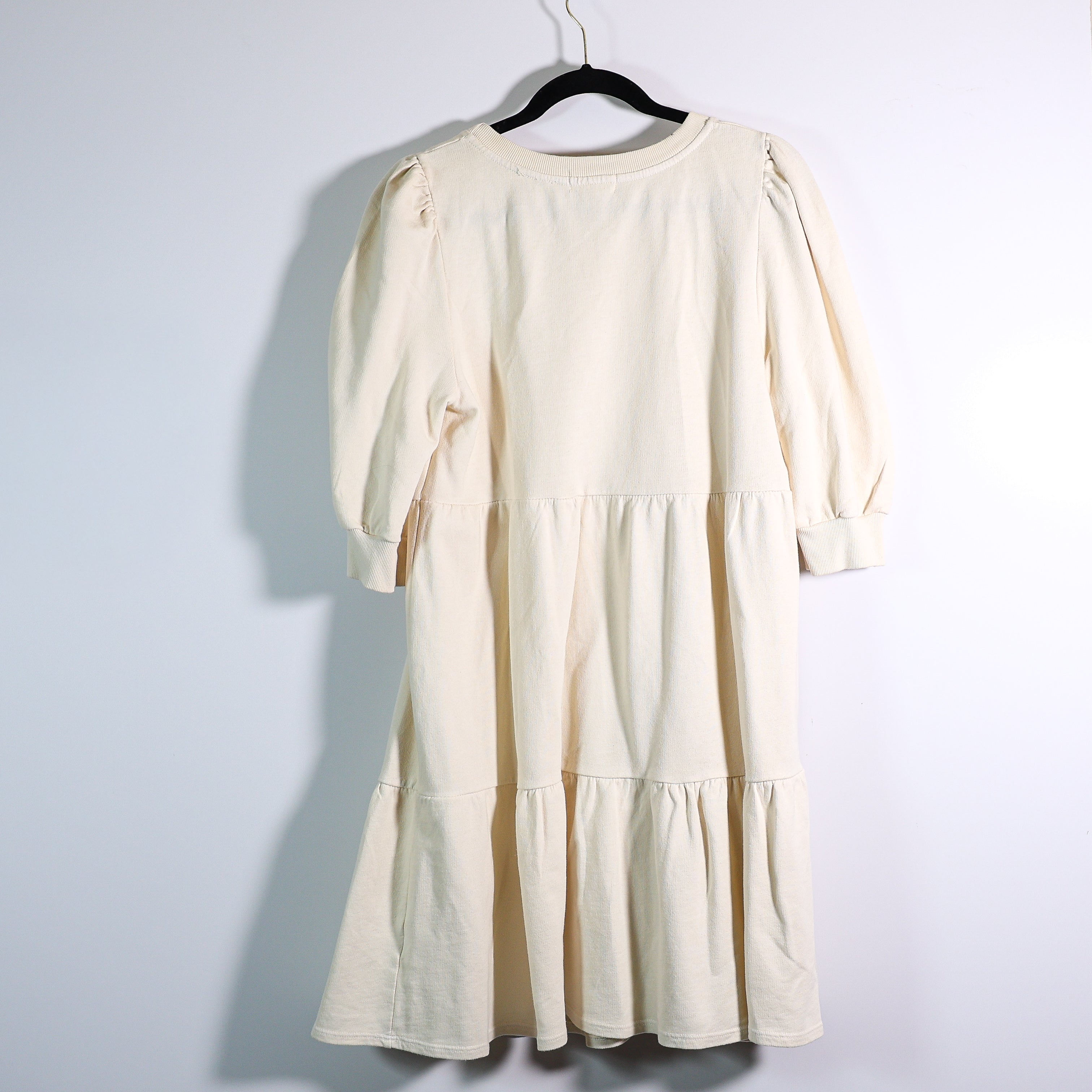 NEW Anthropologie T. LA Cotton Terry Lined Tiered Pullover Mini Sweater Dress M