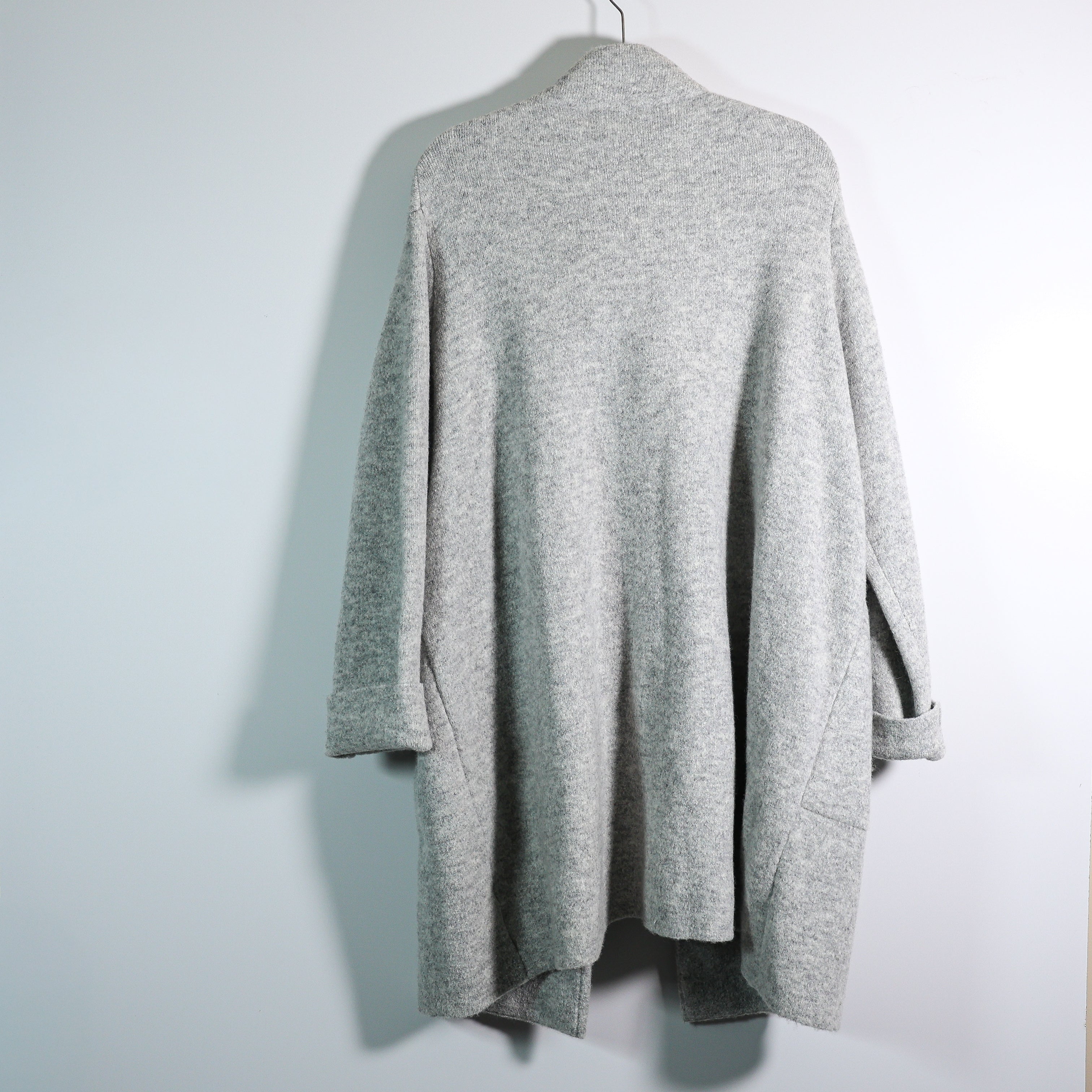 NEW Vince Clean Edge Wool Alpaca Knit Stretch Open Front Cardigan Sweater Grey
