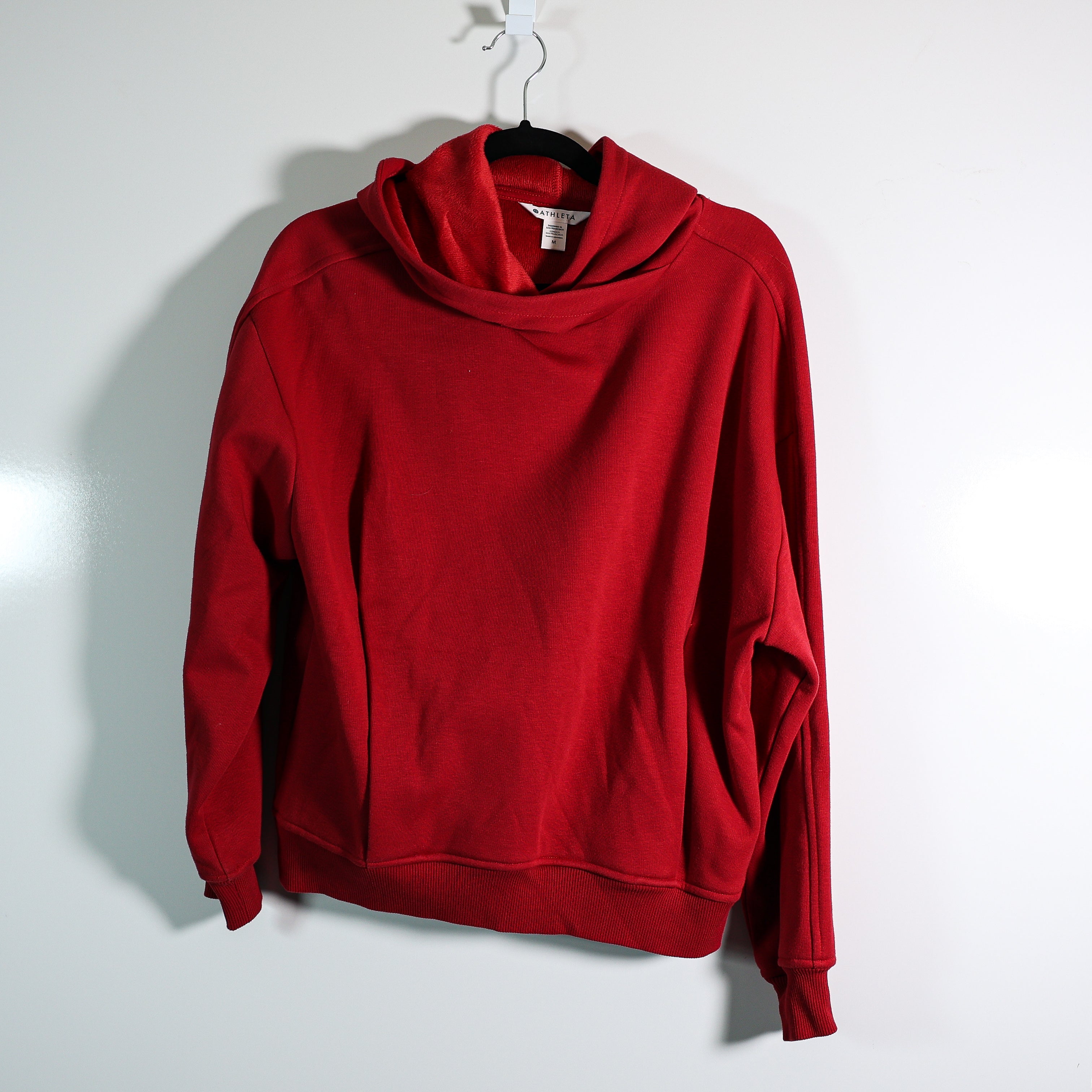 Athleta Cozy Karma Plush Interior Pullover Hoodie Sweatshirt Clover Berry Red M