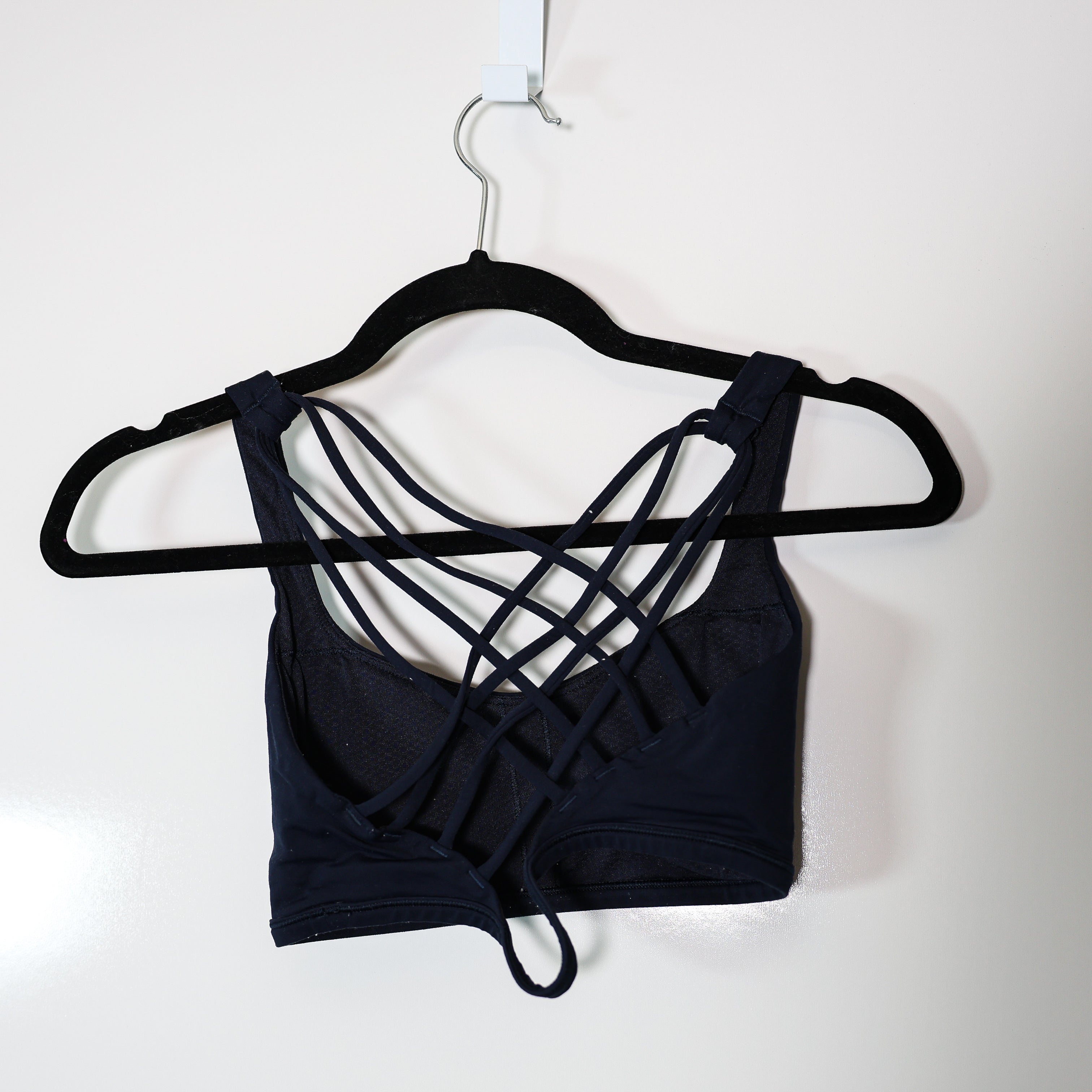 Lululemon Women's Free To Be Wild Athletic Work Out Strappy Sports Bra Navy Blue