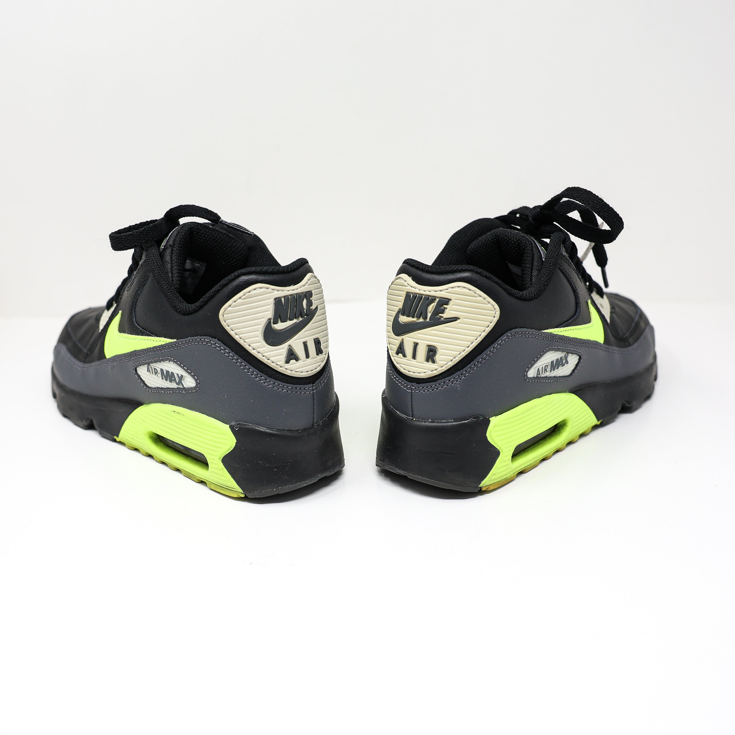 Nike Youth Air Max 90 Dark Grey Volt Black Yellow Low Top Sneakers Shoes 7Y