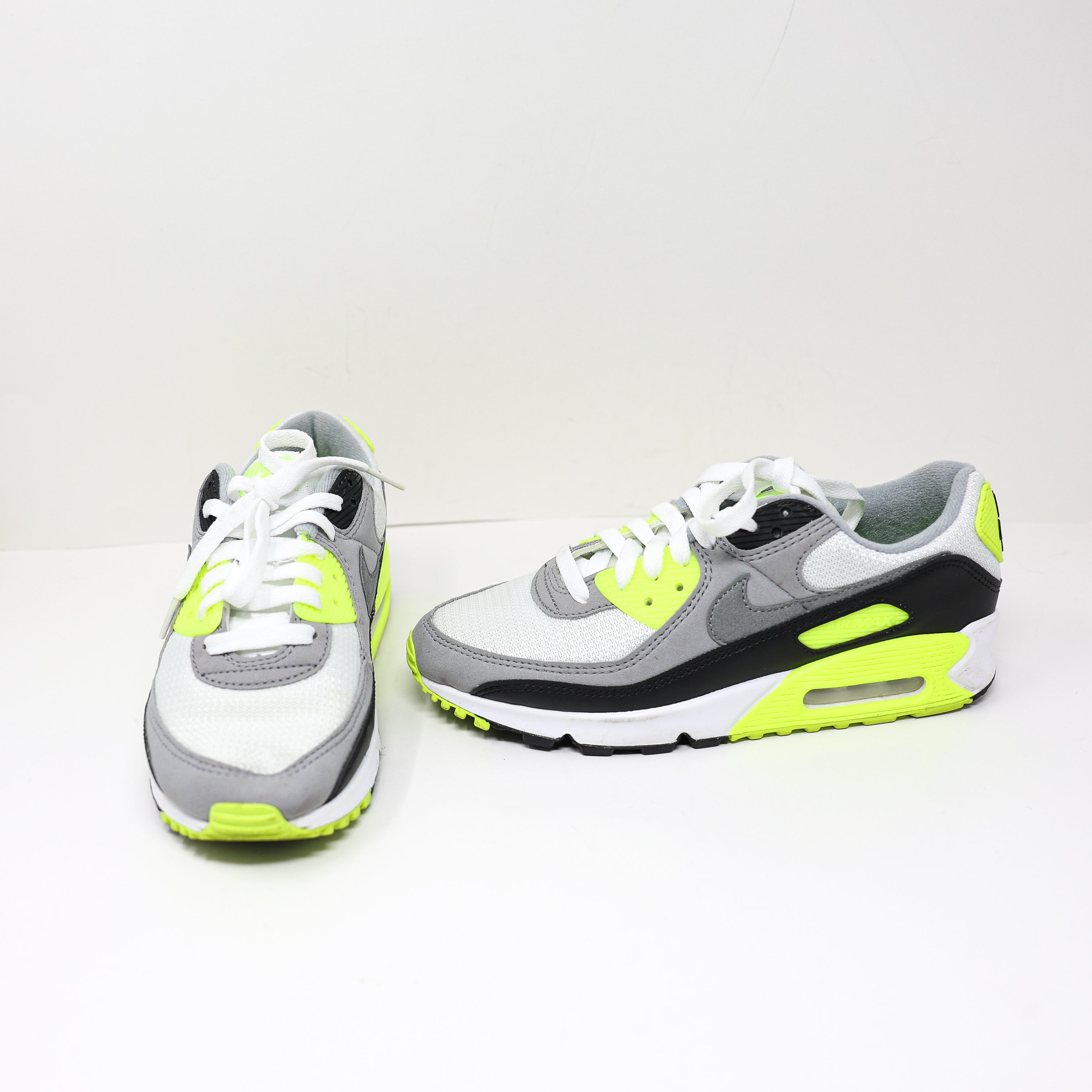 Nike Women's Air Max 90 White Particle Grey Volt Black Low Top Sneakers Shoes
