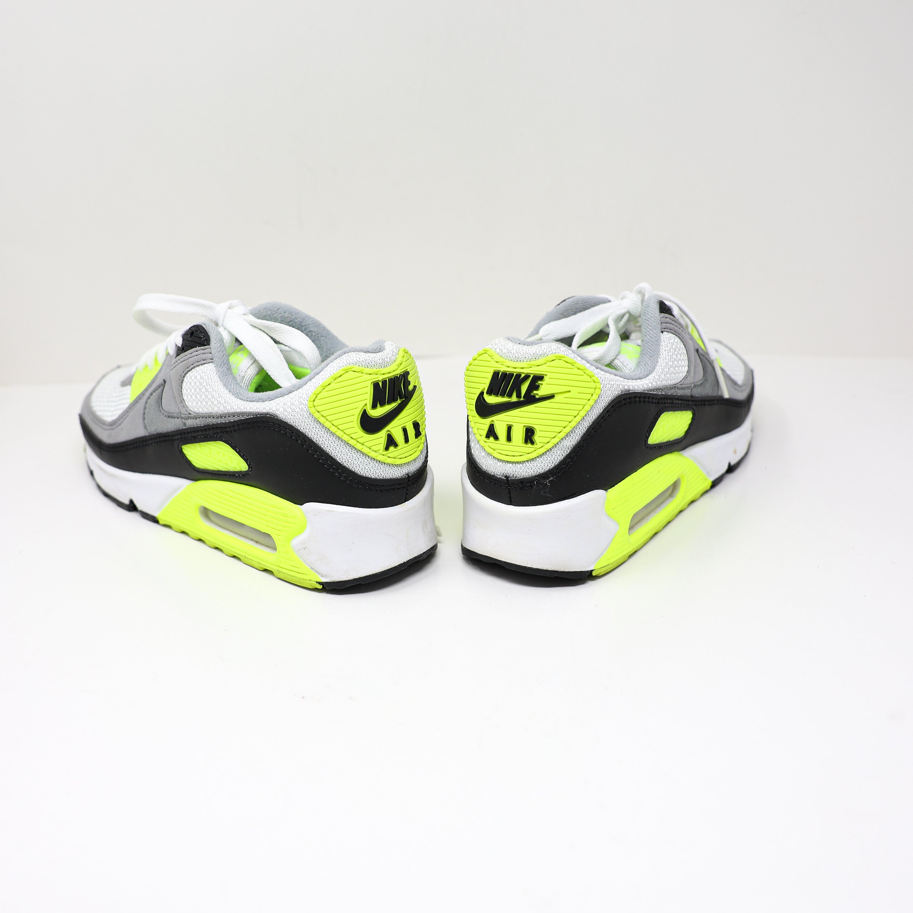 Nike Women's Air Max 90 White Particle Grey Volt Black Low Top Sneakers Shoes