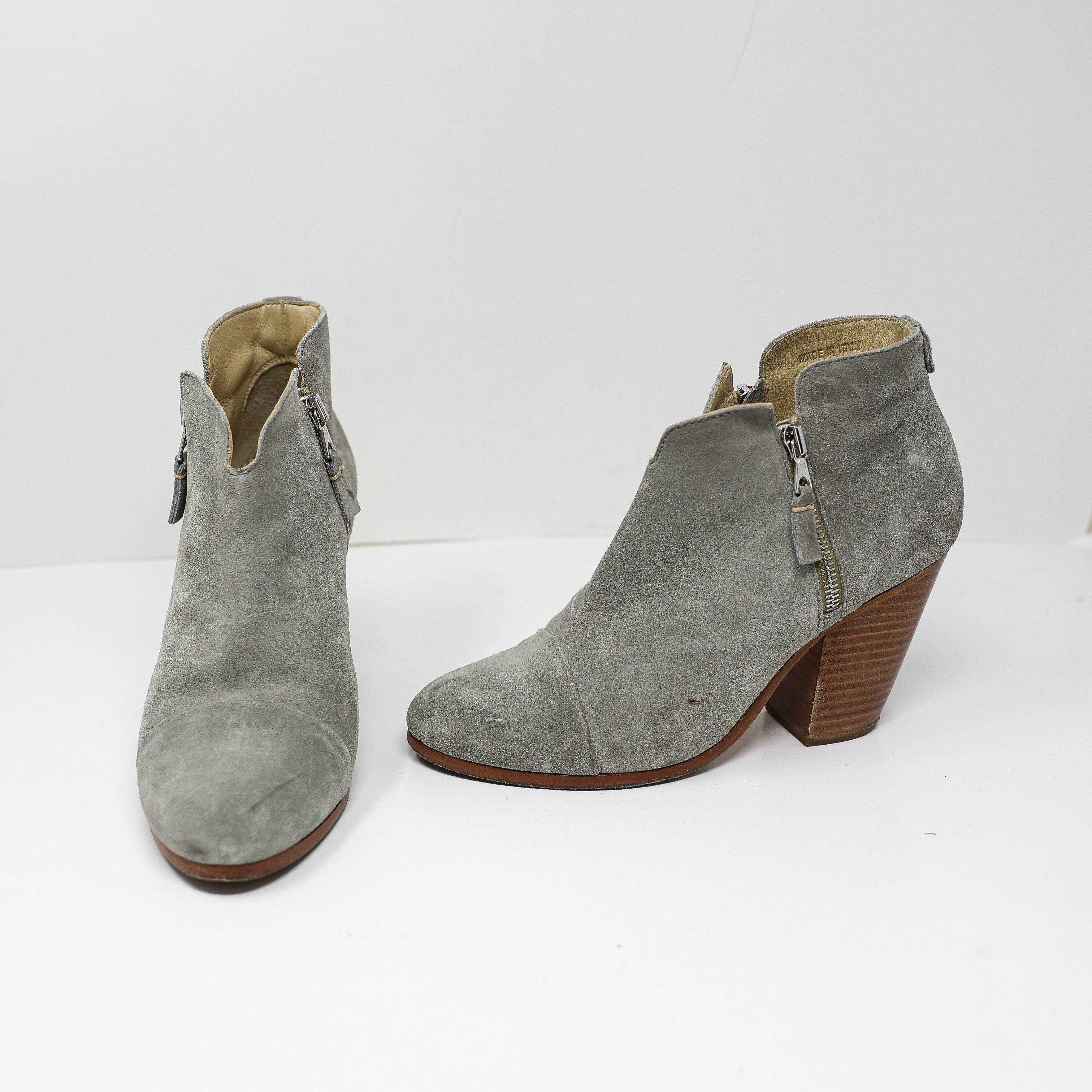 Rag & Bone Margot Made In Italy Genuine Leather Suede Stacked Heel Ankle Boots