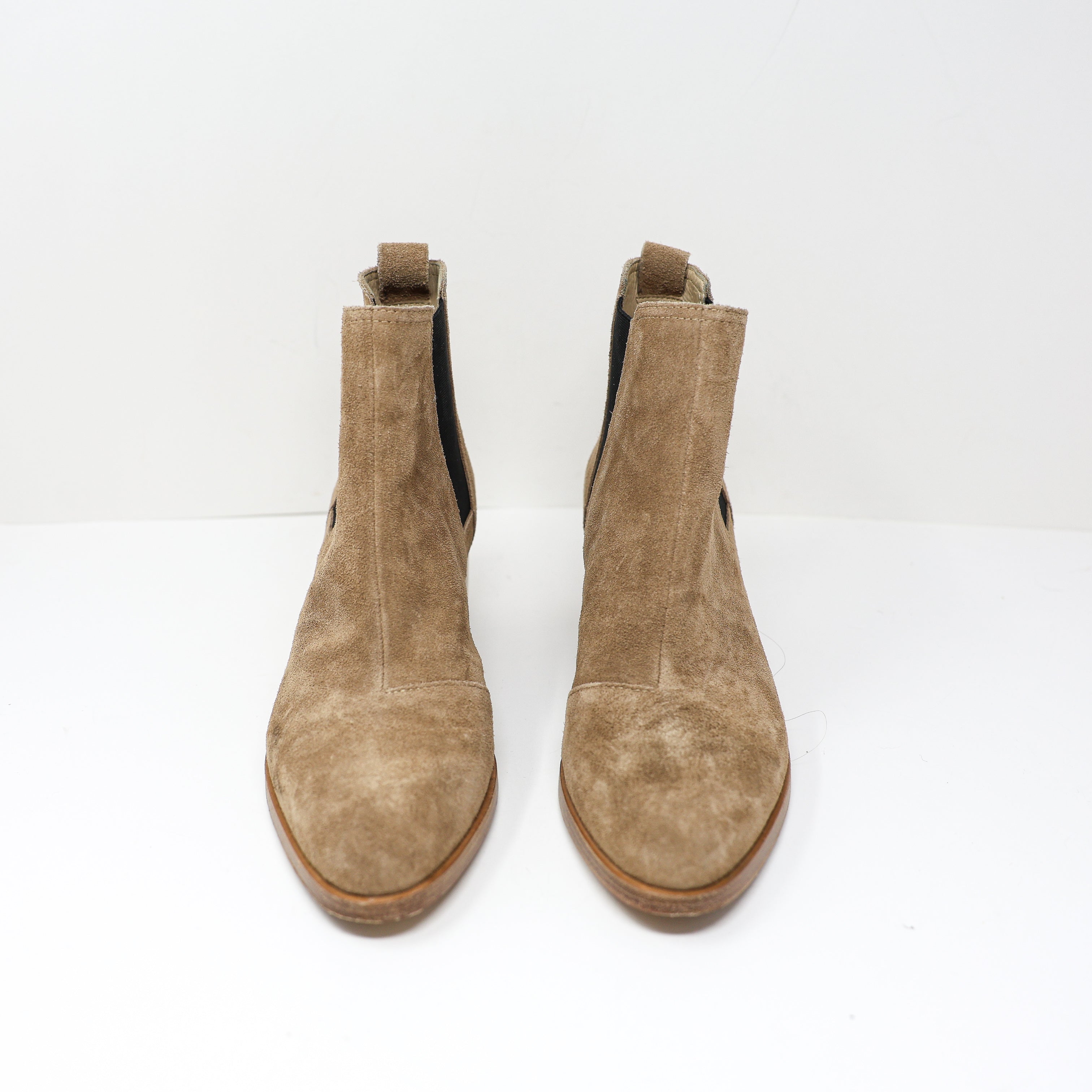 Rag & Bone Walker Genuine Suede Leather Pull On Block Heel Ankle Booties Camel