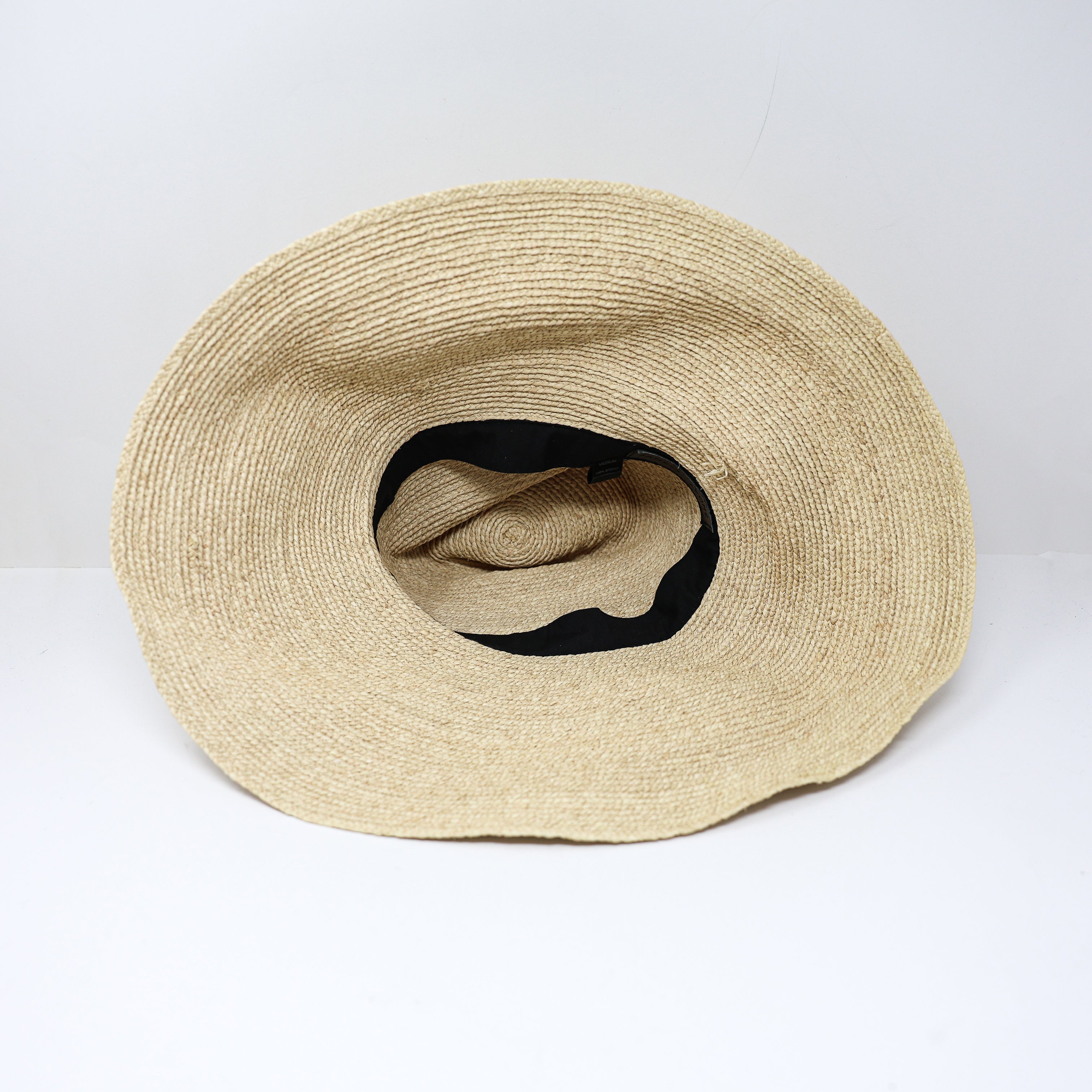 Janessa Leone Tinsley Woven Straw Oversized Brim Floppy Hat Natural Beige Medium
