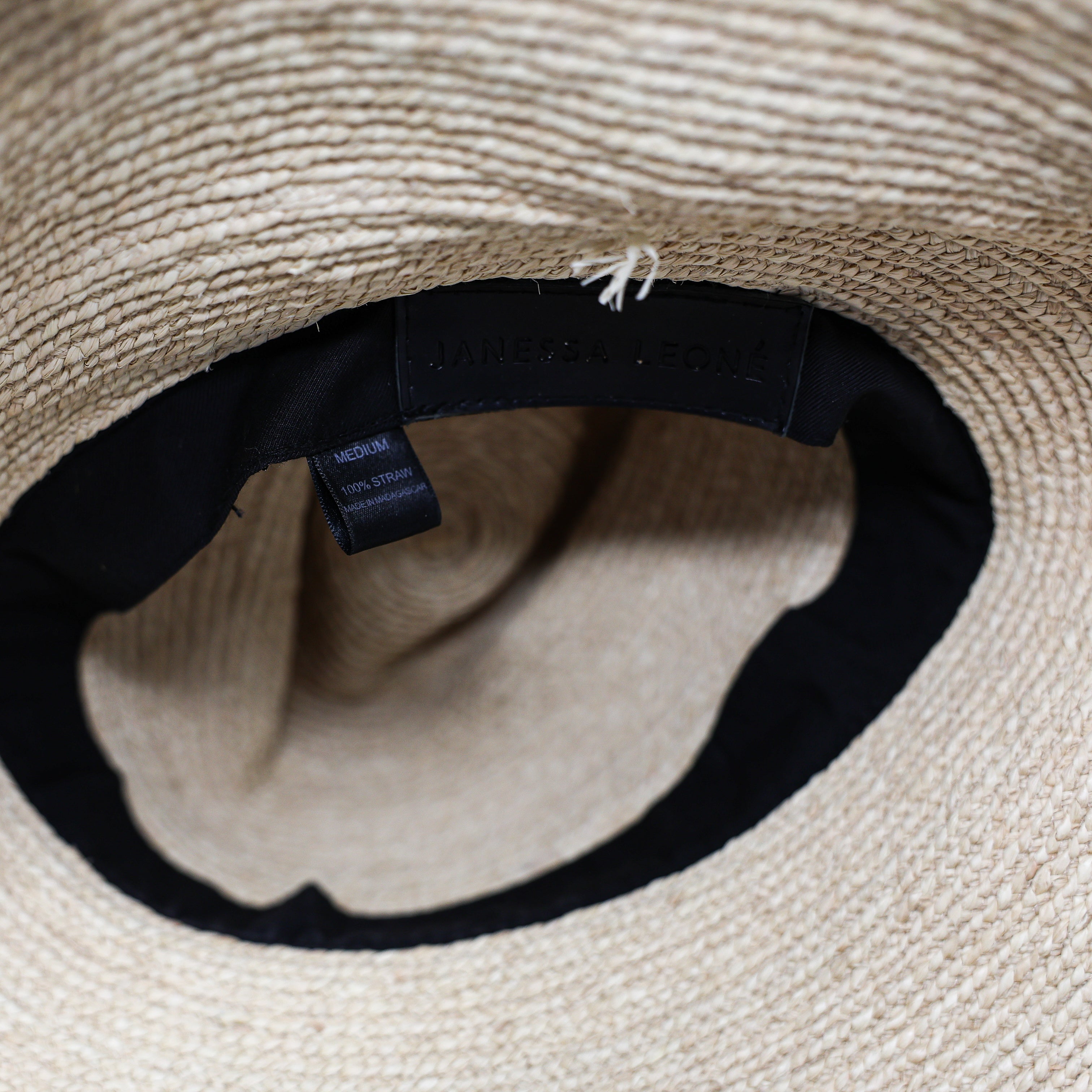 Janessa Leone Tinsley Woven Straw Oversized Brim Floppy Hat Natural Beige Medium