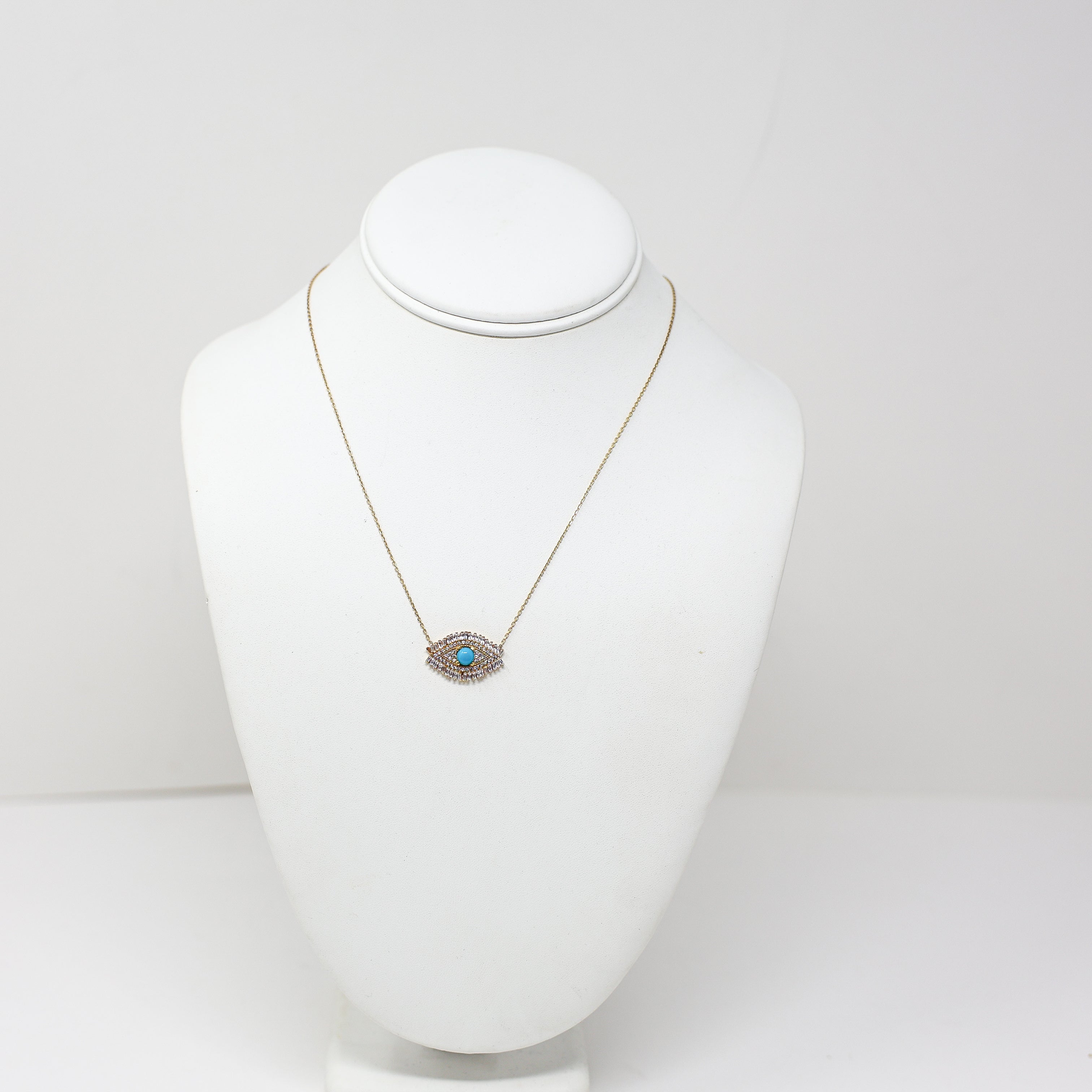 Chloe & Madison Gold Vermeil Cubic Zirconia Evil-Eye Turquoise Pendant Necklace