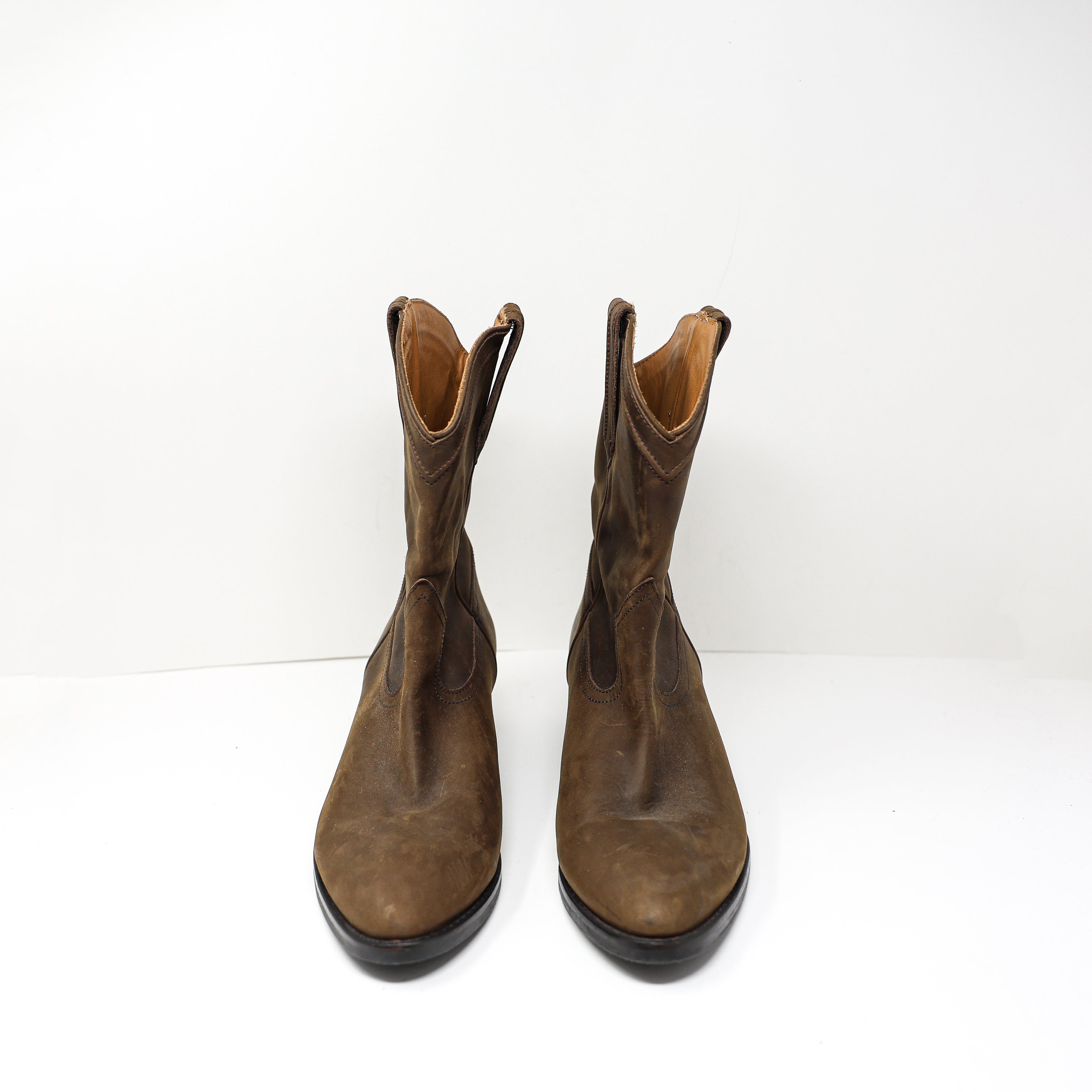 NEW Thursday Women's Leather Block Heel Pull On Short Cowboy Western Boots Shoes