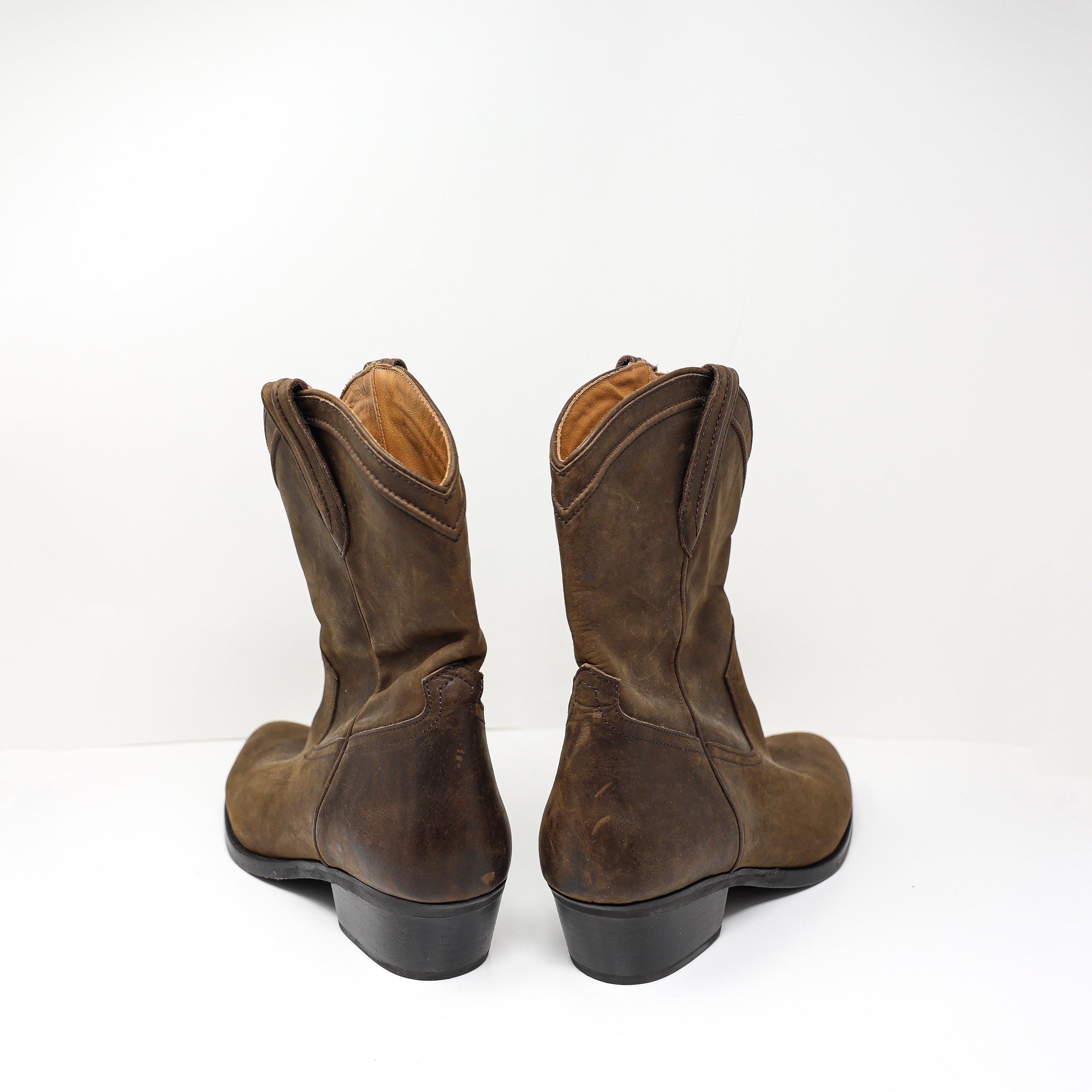 NEW Thursday Women's Leather Block Heel Pull On Short Cowboy Western Boots Shoes