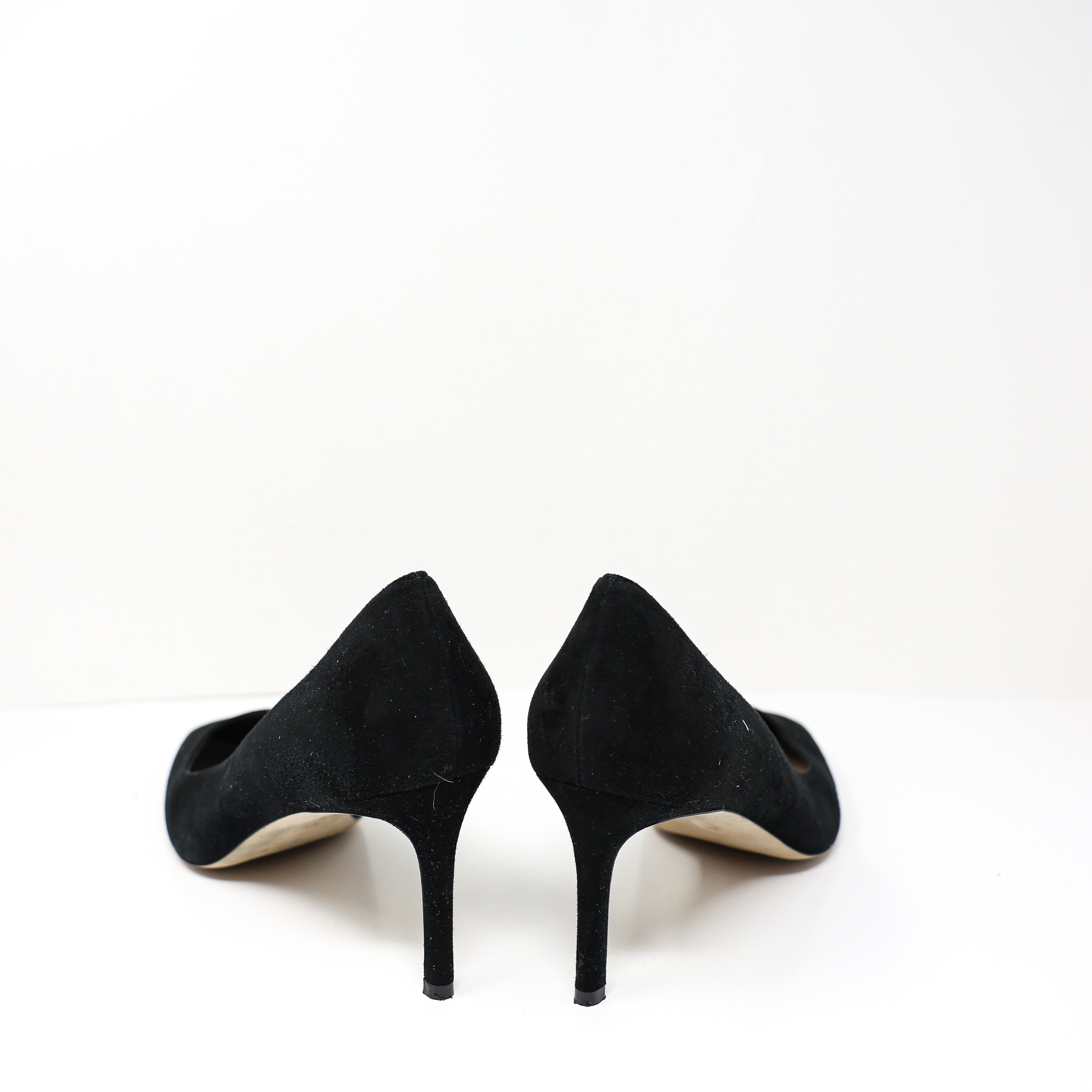Stuart Weitzman Women's Dancer 75 Almond Toe Suede Pumps Heels Shoes Black 12B