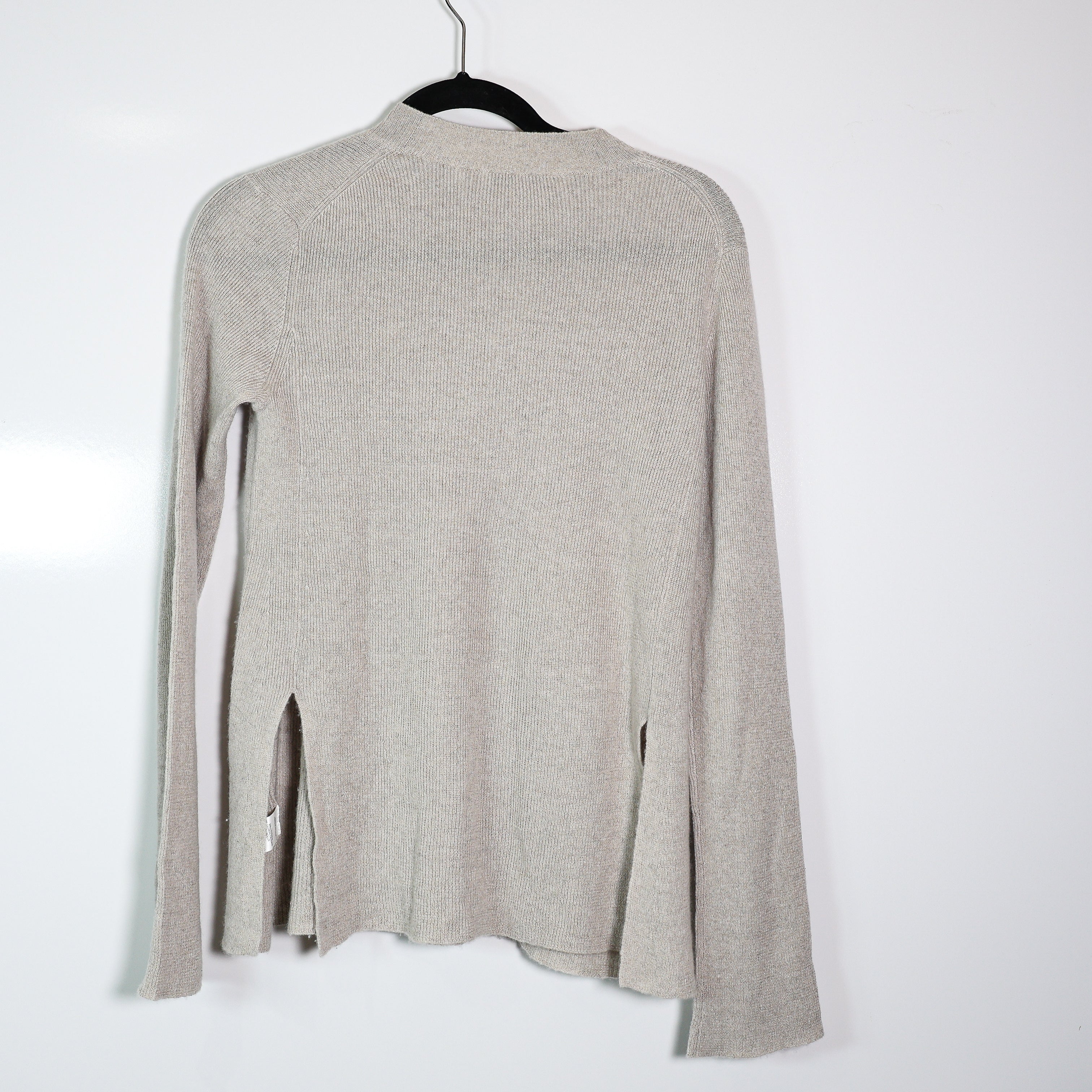 Helmut Lang Cashmere Linen Knit Stretch Mock Neck Long Sleeve Pullover Sweater S