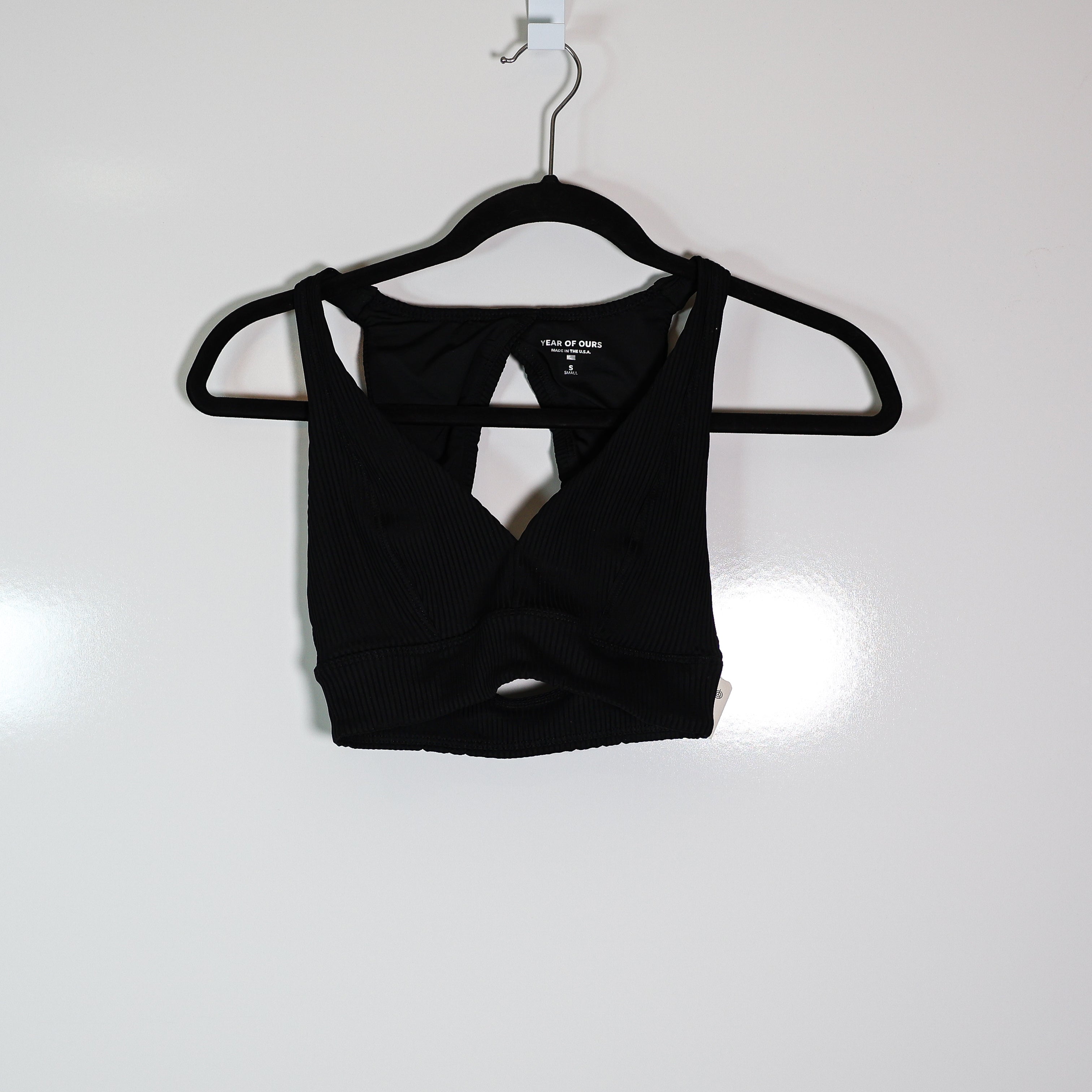 NEW Year Of Ours Victoria Rib Texture Athletic Work Out Sports Bra Solid Black S
